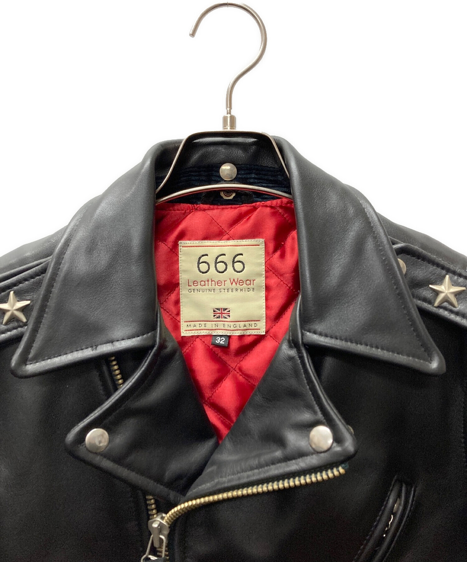 666 (666) ダブルライダースジャケット ブラック サイズ:32