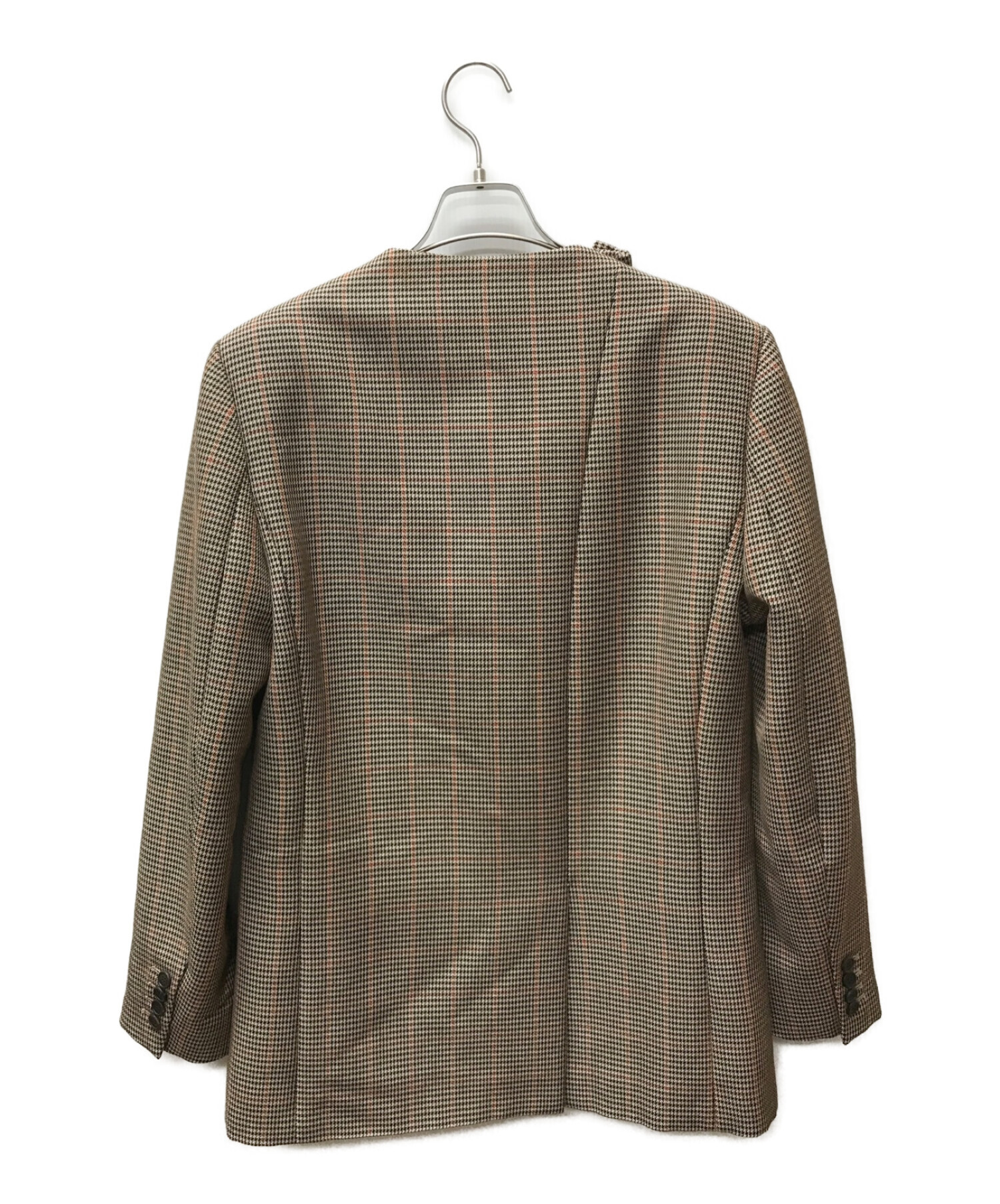 中古・古着通販】DELADA (デラダ) ノーカラージャケット BROWN CHECK