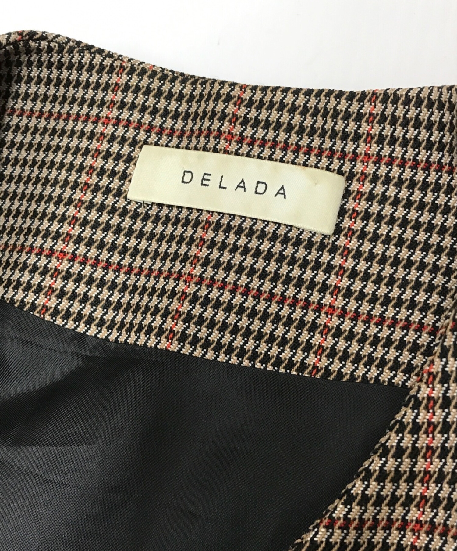 中古・古着通販】DELADA (デラダ) ノーカラージャケット BROWN CHECK