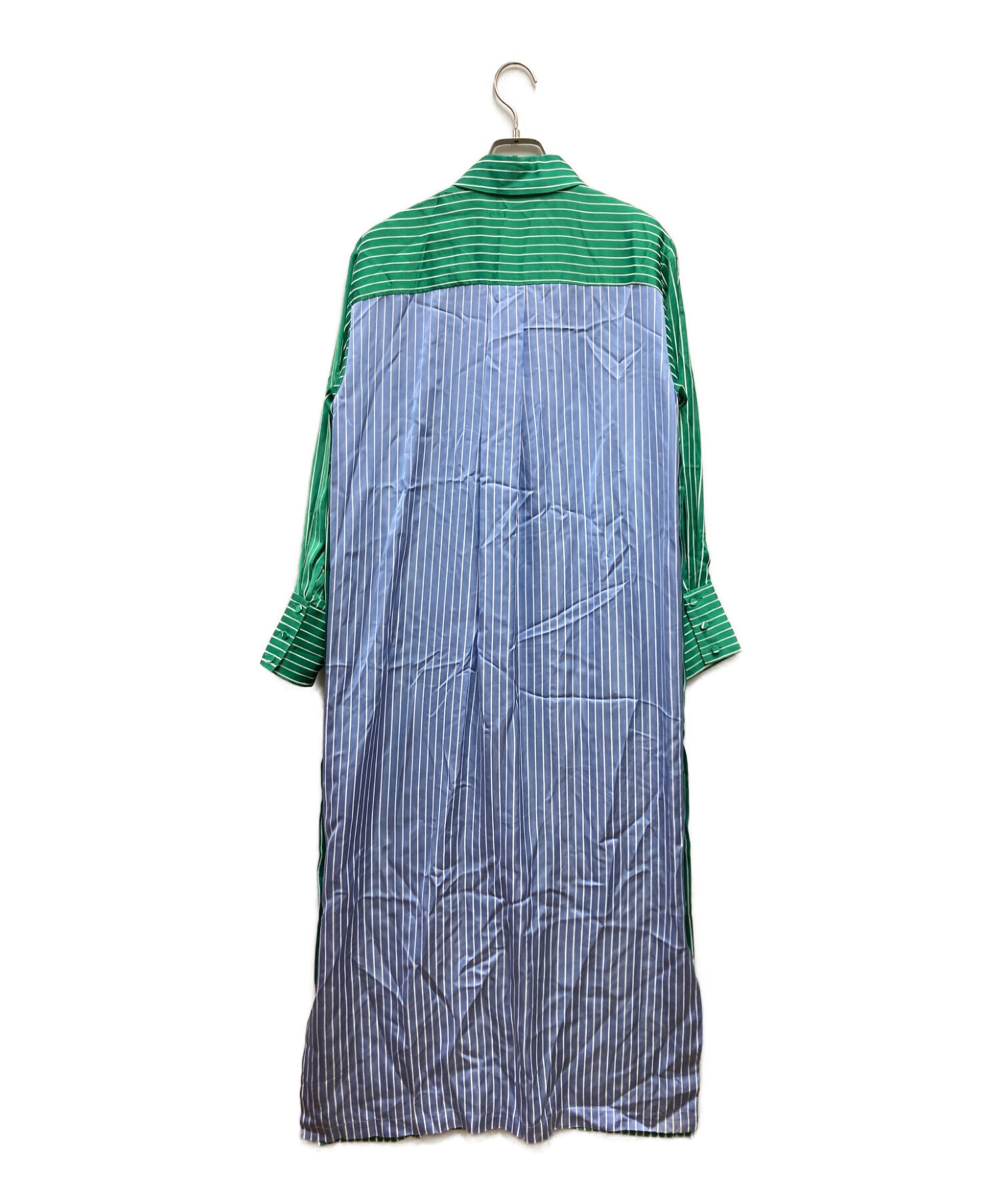 MYLAN (マイラン) Bi-Color Stripe Shirt Dress スカイブルー×グリーン サイズ:F