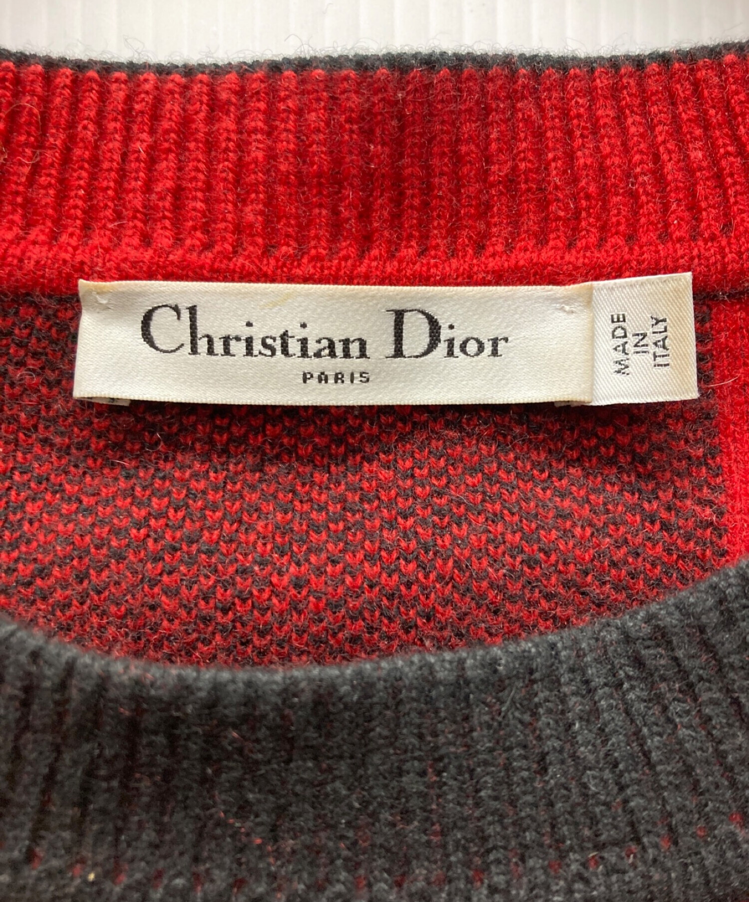 Christian Dior (クリスチャン ディオール) J'ADIOR8 バックロゴカシミアチェックニット レッド サイズ:36