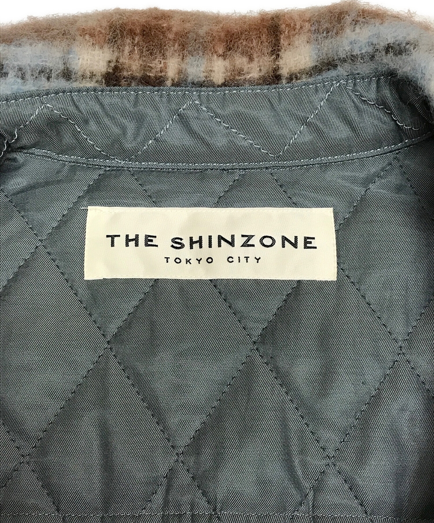 THE SHINZONE (ザ シンゾーン) シャギーチェックジャケット ブルー×ブラウン サイズ:34