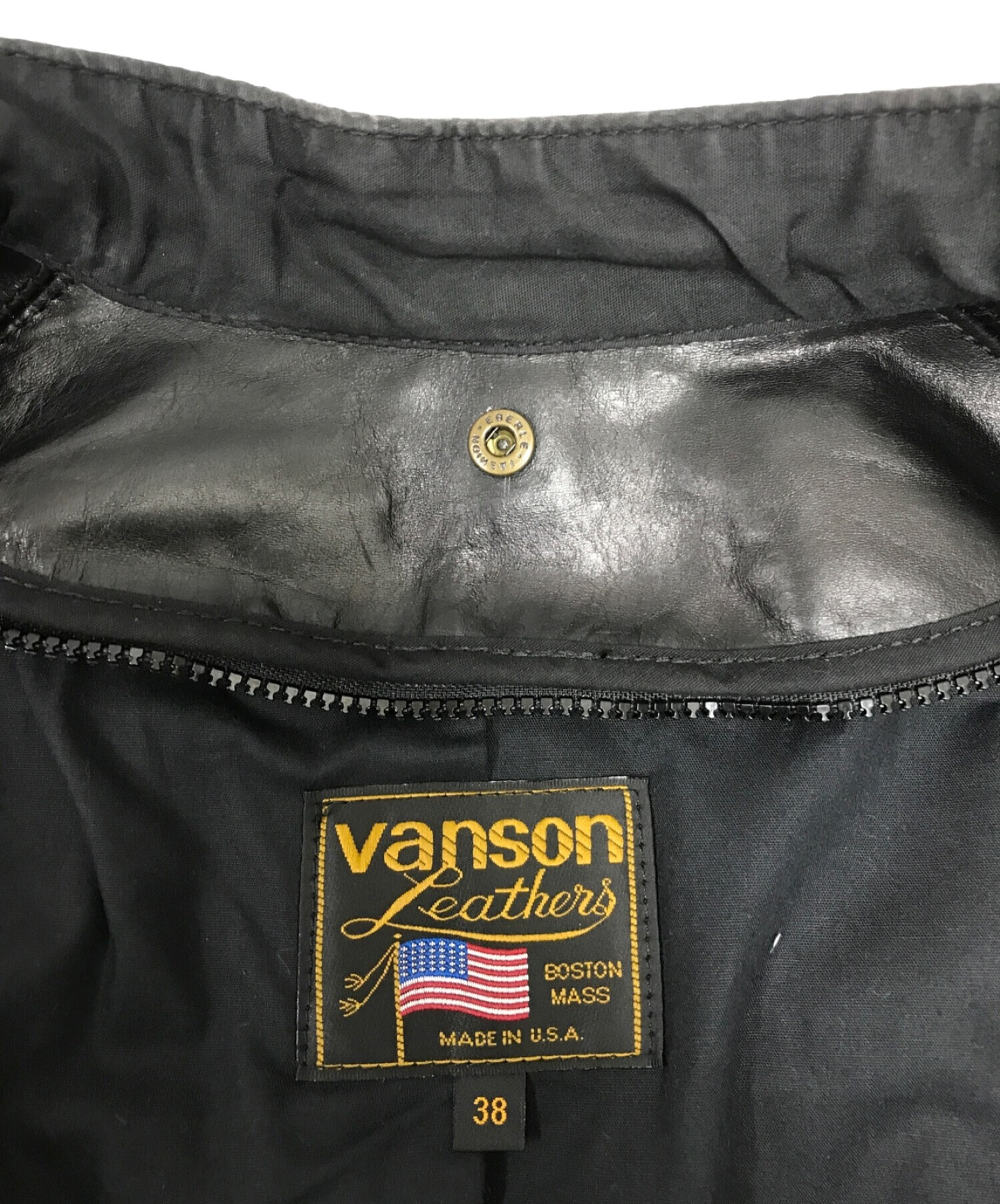 【純正一掃】ヴァンソン バンソン　シングルライダース　madeinUSA　インソール付き　MODEL B ジャケット、上着 ジャケット、上着 34 黒 / ブラック ライダースジャケット