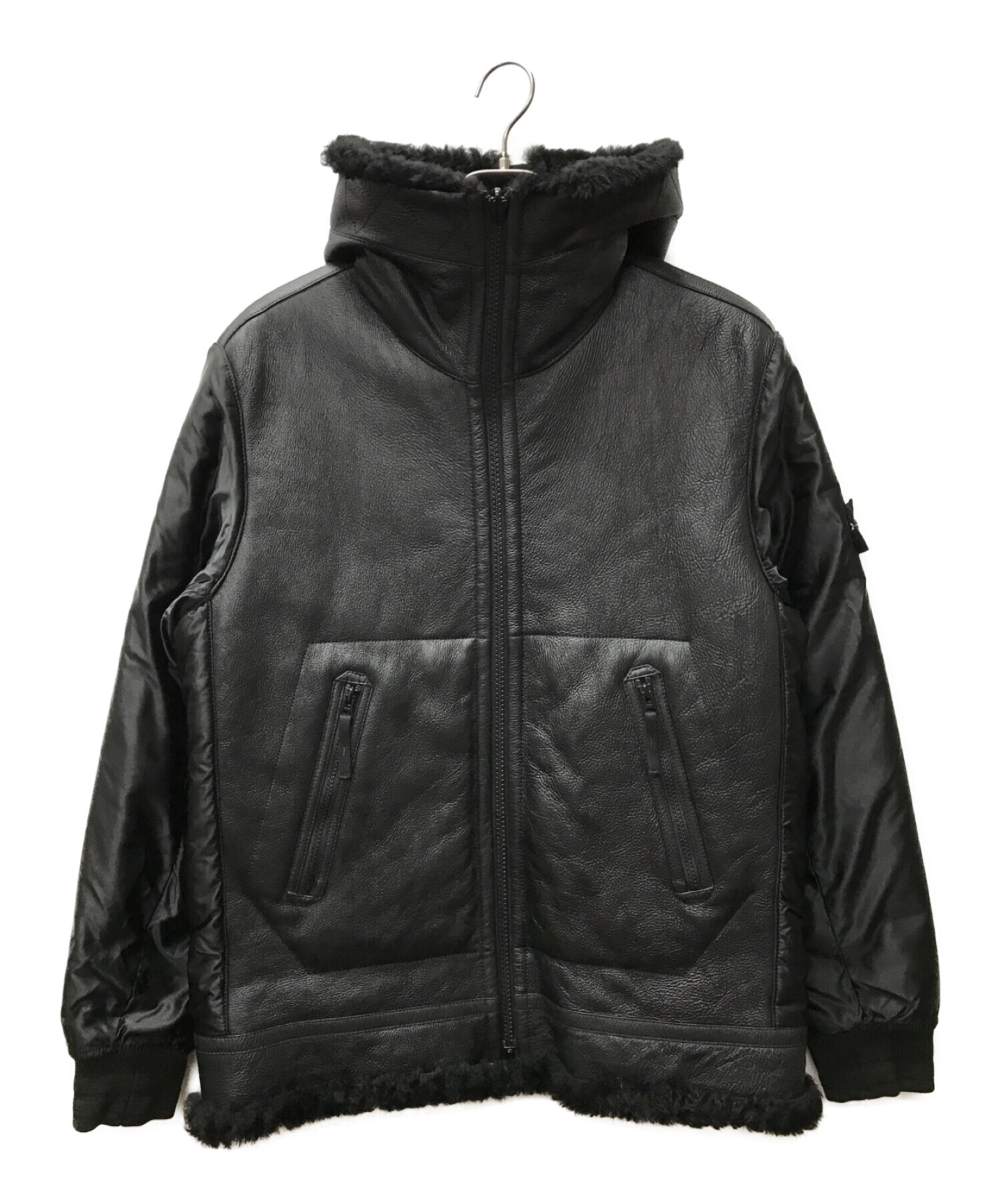 STONE ISLAND (ストーンアイランド) Reversible Black Raso Hooded Jacket ブラック サイズ:M