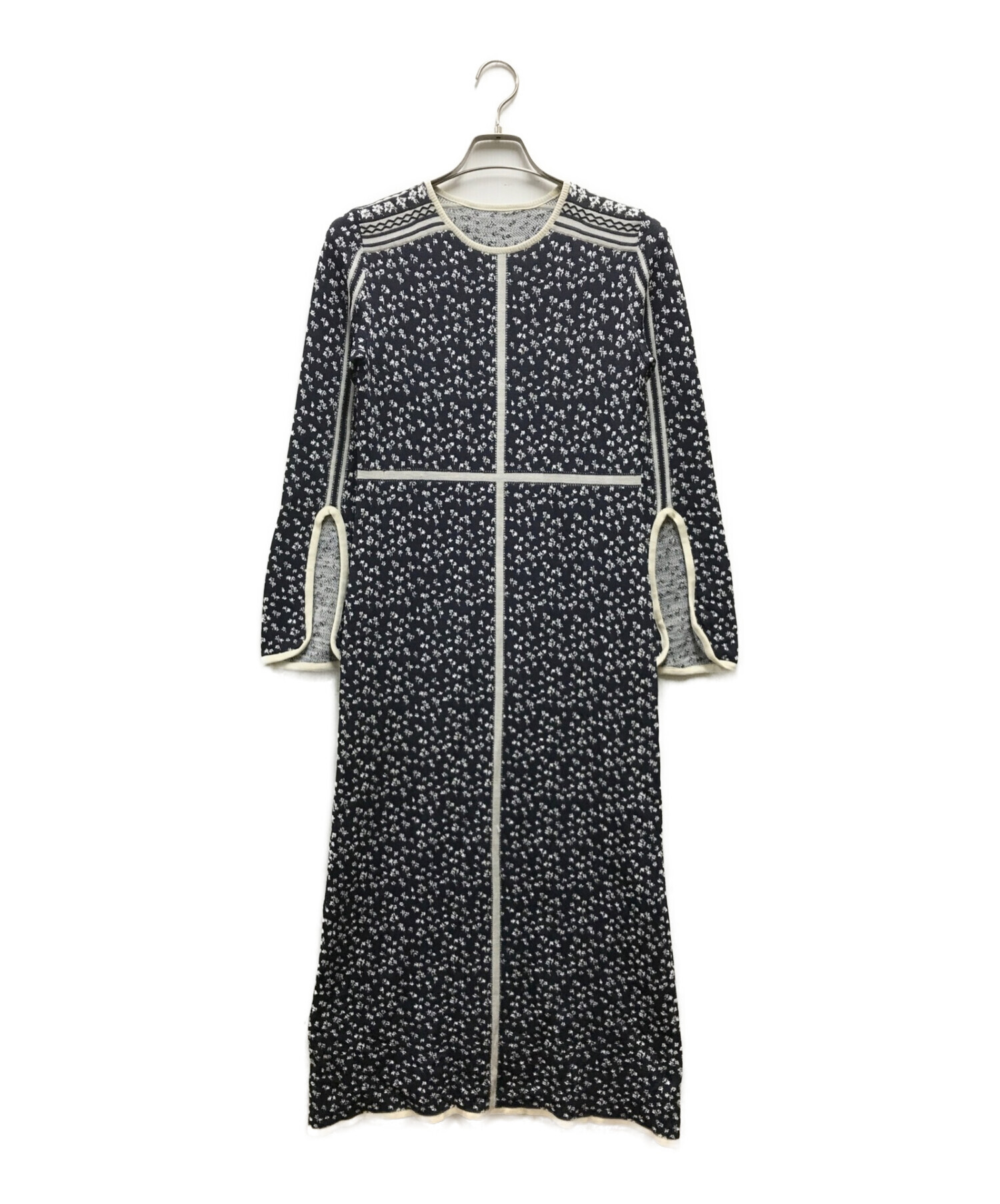 Mame Kurogouchi (マメクロゴウチ) Osmanthus Motif Jacquard Knitted Dress ブラック サイズ:2