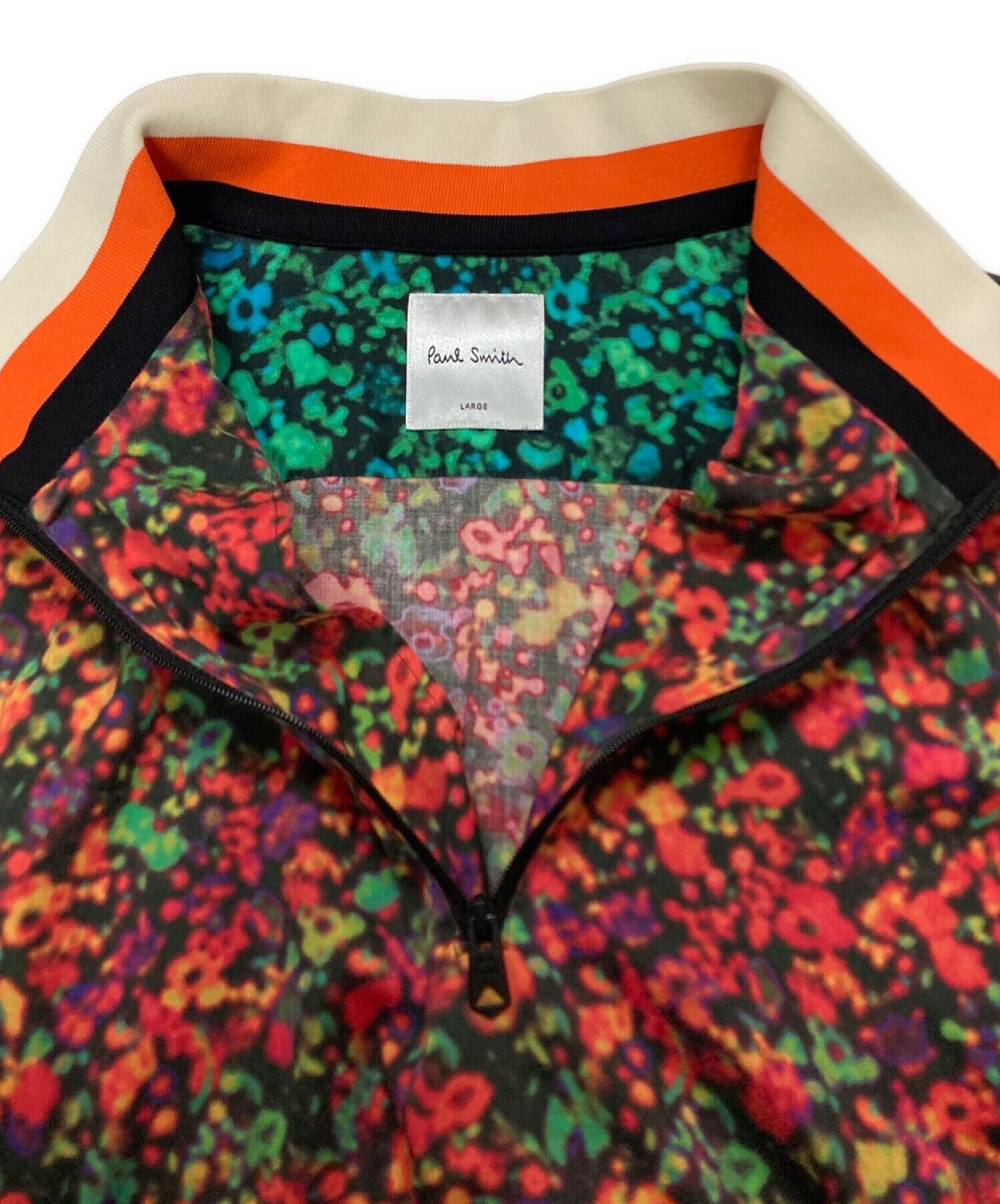 PAUL SMITH (ポールスミス) 総柄ハーフジップシャツ レッド サイズ:L