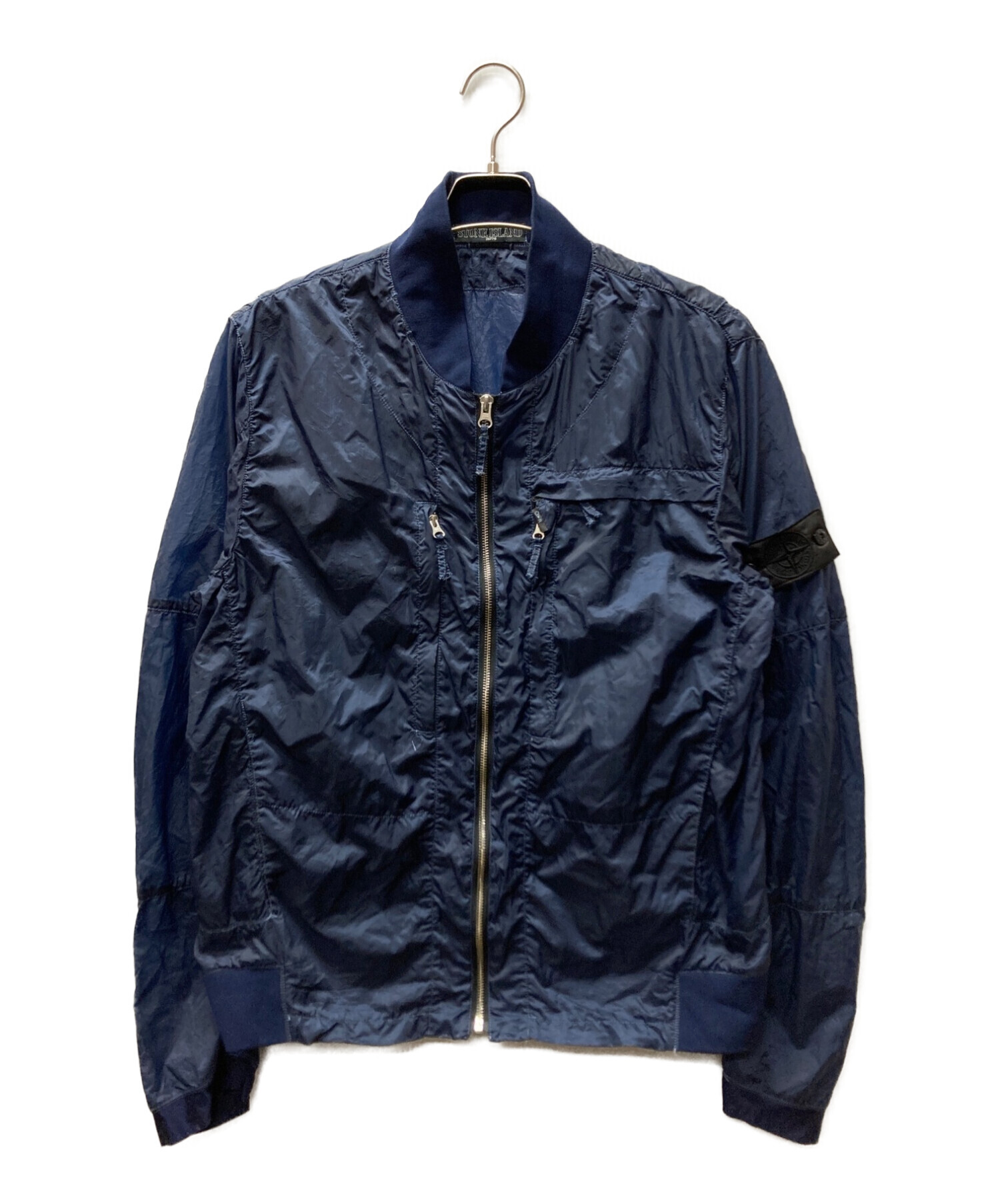 STONE ISLAND (ストーンアイランド) RESIST ARTICULATED BOMBER JACKET ULTRALIGHT NYLON  WITH TEFLON ネイビー サイズ:Ｌ