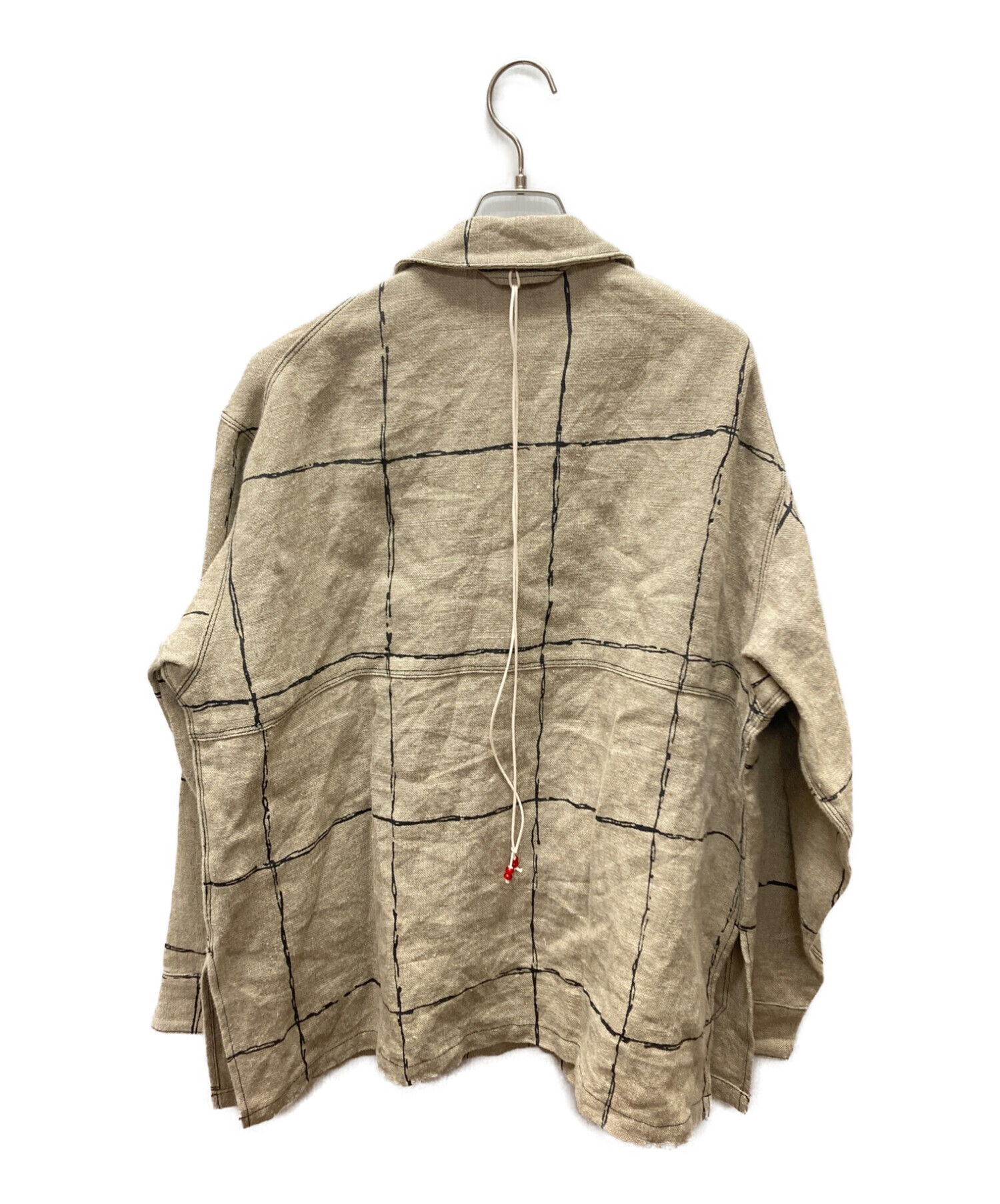 ANCELLM (アンセルム) DRAWING CHECK LINEN COVERALL ベージュ サイズ:2