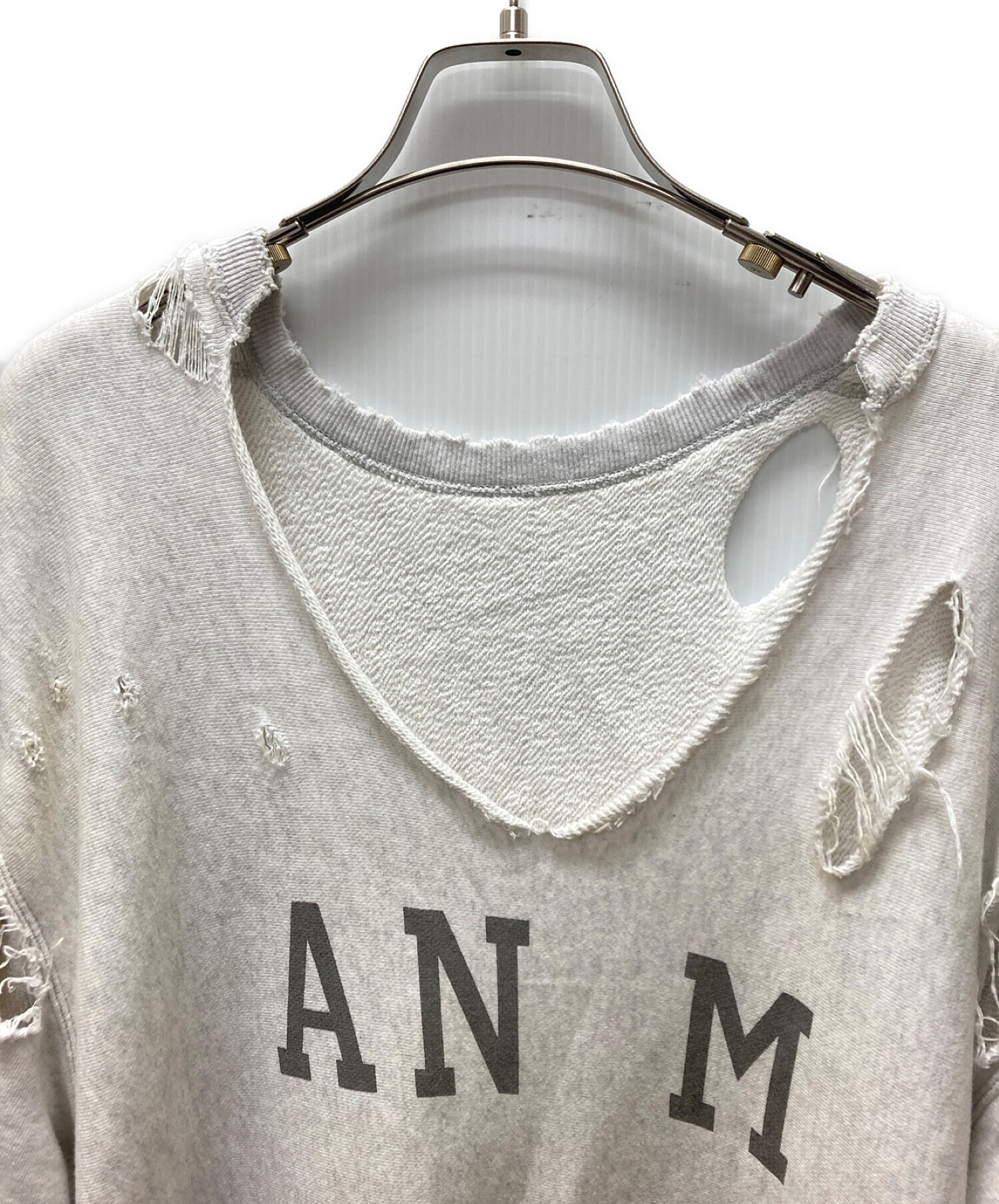 ANCELLM (アンセルム) AN M CRASH CREWNECK SWEAT SHIRT グレー サイズ:2