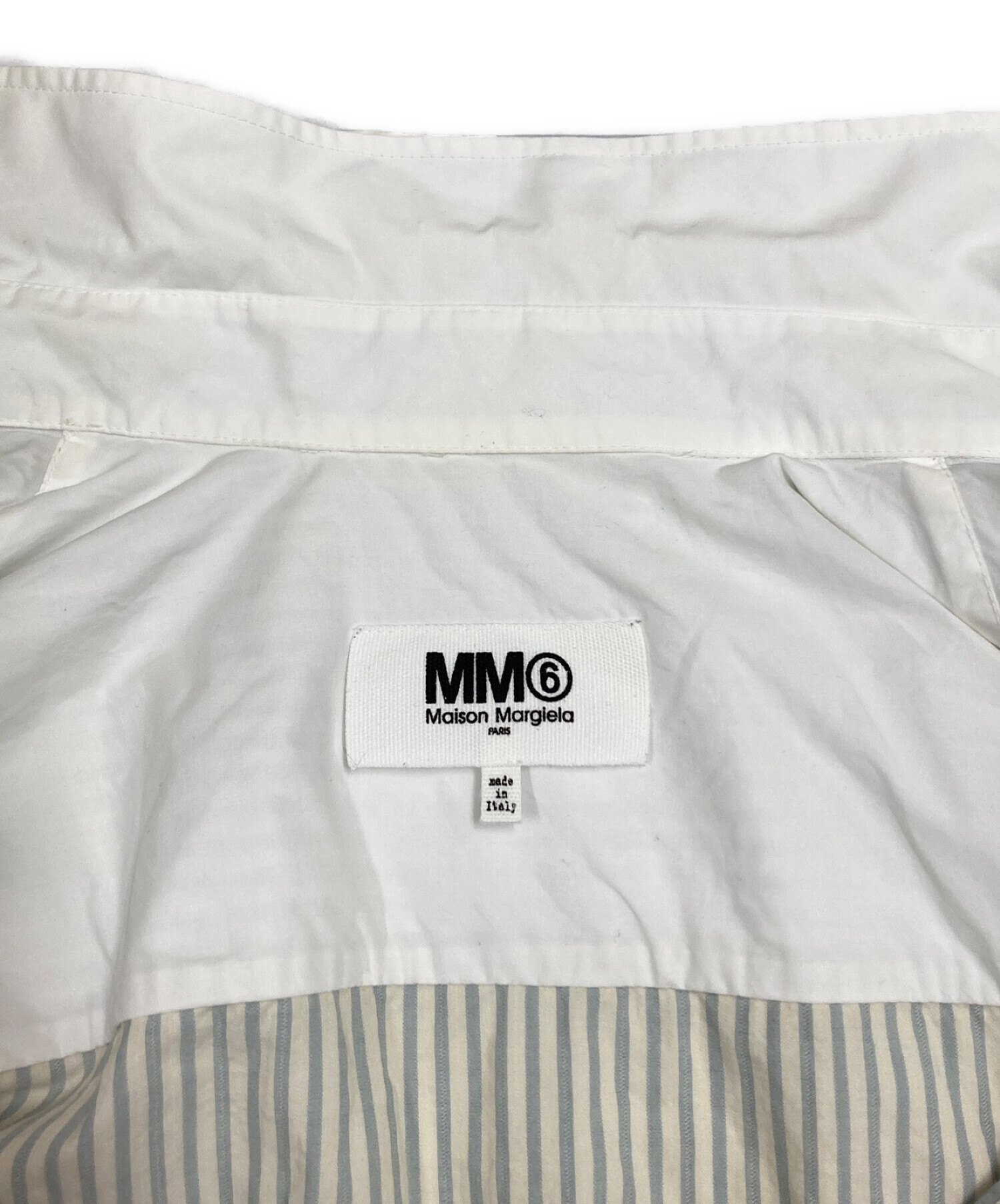 MM6 Maison Margiela (エムエムシックス メゾンマルジェラ) レイヤードストライプシャツワンピース スカイブルー×ホワイト サイズ:S