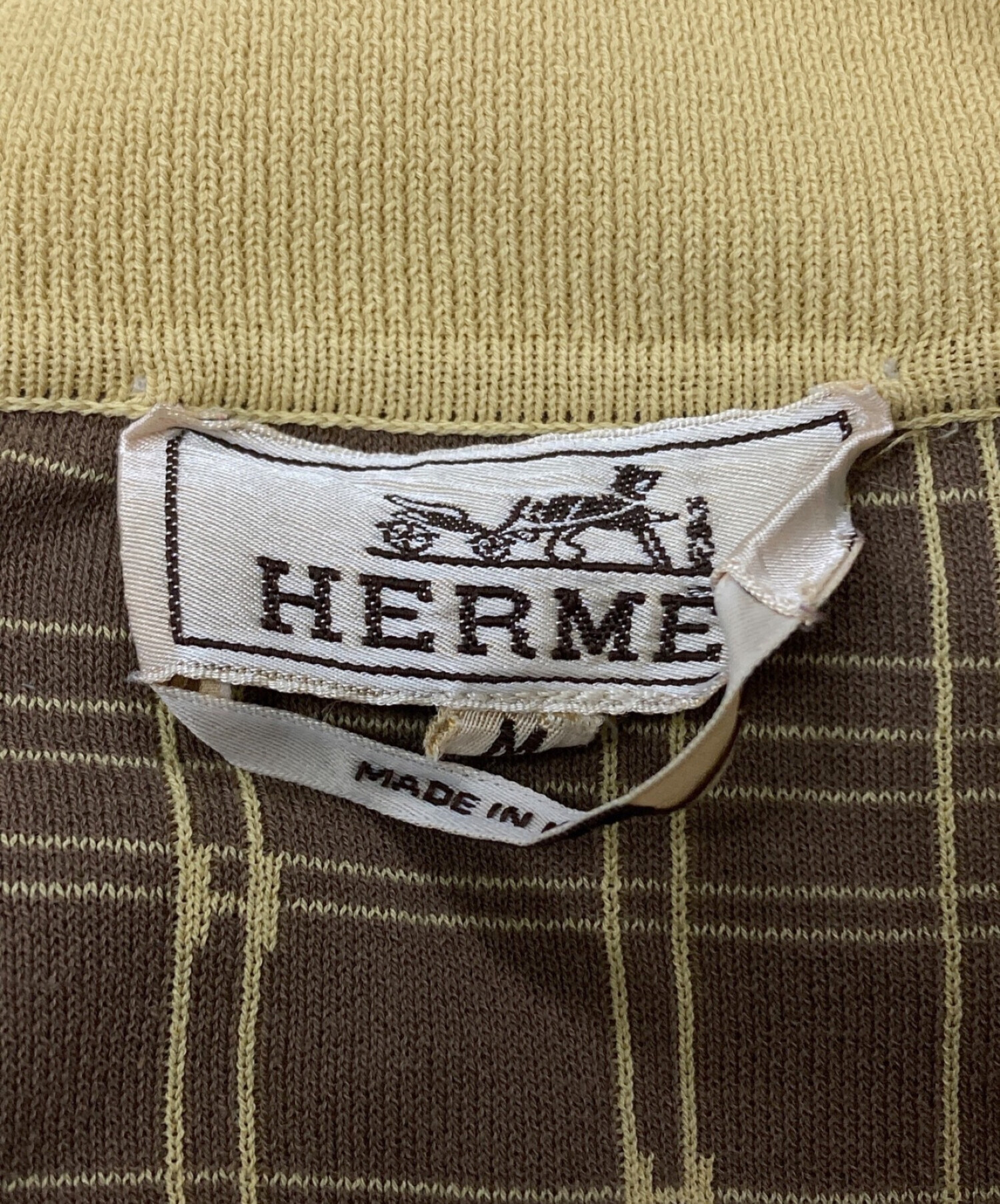 中古・古着通販】HERMES (エルメス) 総柄半袖ポロシャツ ベージュ