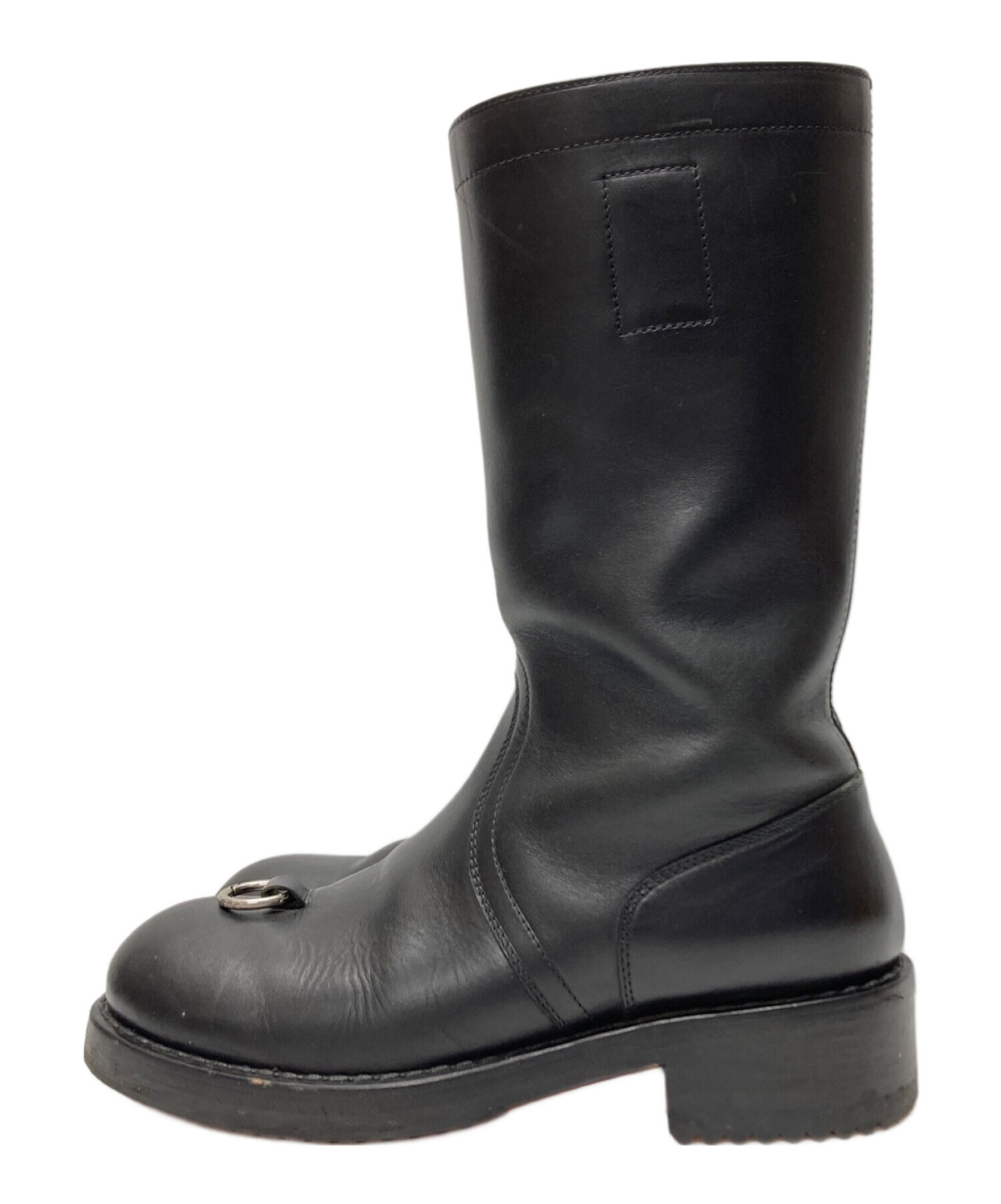 RAF SIMONS (ラフシモンズ) Leather Boot High Sole Asymmetric Rings ブラック サイズ:42