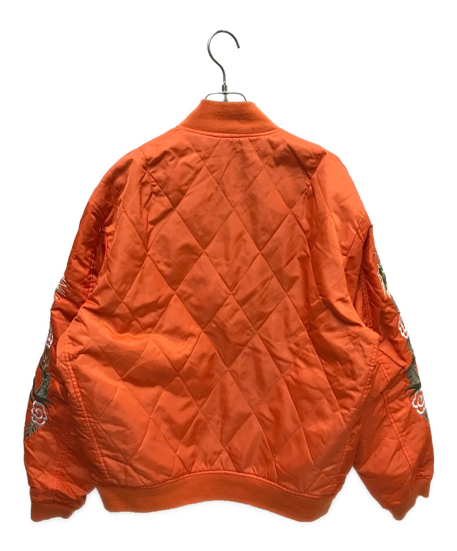 A BATHING APE (アベイシングエイプ) 袖刺繍リバーシブルMA-1ジャケット カーキ×オレンジ サイズ:L