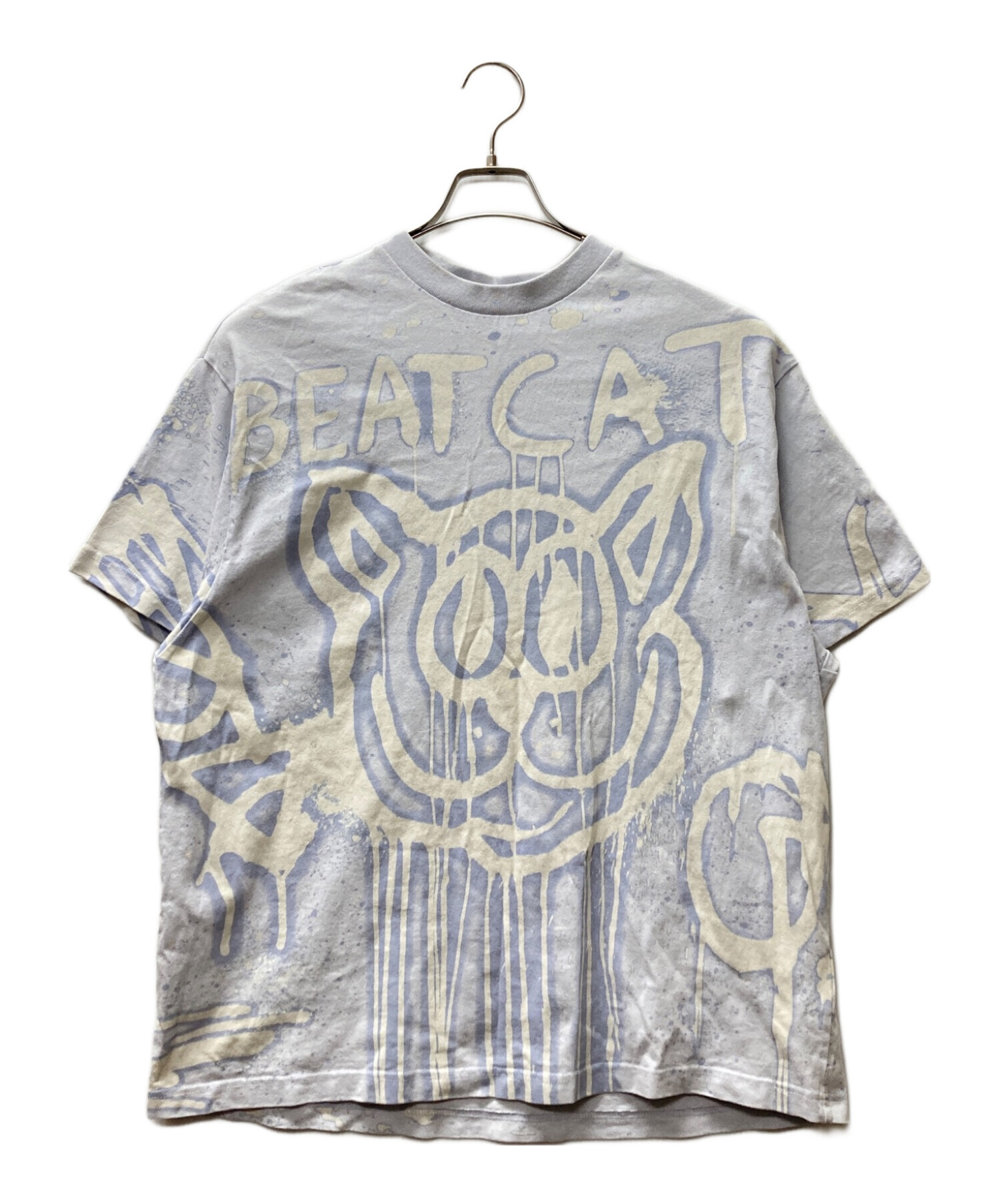 Acne studios (アクネ ストゥディオス) Beat Cat Bleached Print Logo T-shirt スカイブルー  サイズ:XS