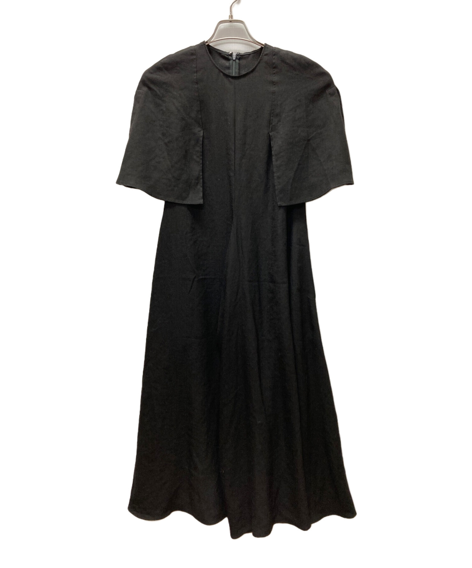 ENFOLD (エンフォルド) CAPE SLEEVE DRESS ブラック サイズ:SIZE 36