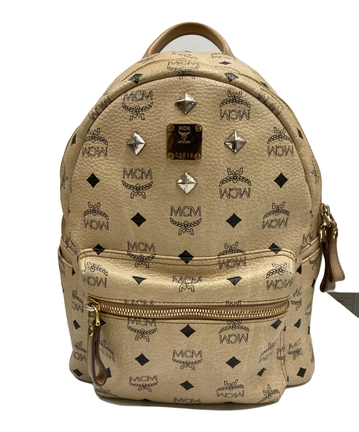 中古・古着通販】MCM (エムシーエム) スタッズロゴバックパック ベージュ｜ブランド・古着通販 トレファク公式【TREFAC  FASHION】スマホサイト