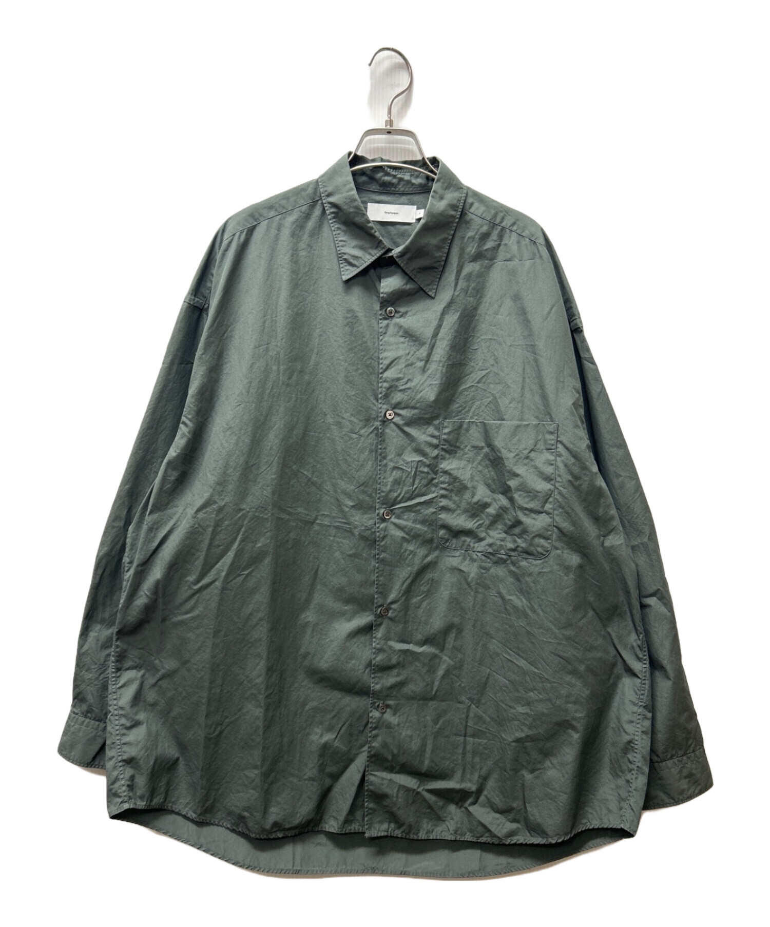 中古・古着通販】Graphpaper (グラフペーパー) Broad Oversized L/S Regular Collar Shirt  オーバーサイズシャツ グレー サイズ:FREE｜ブランド・古着通販 トレファク公式【TREFAC FASHION】スマホサイト