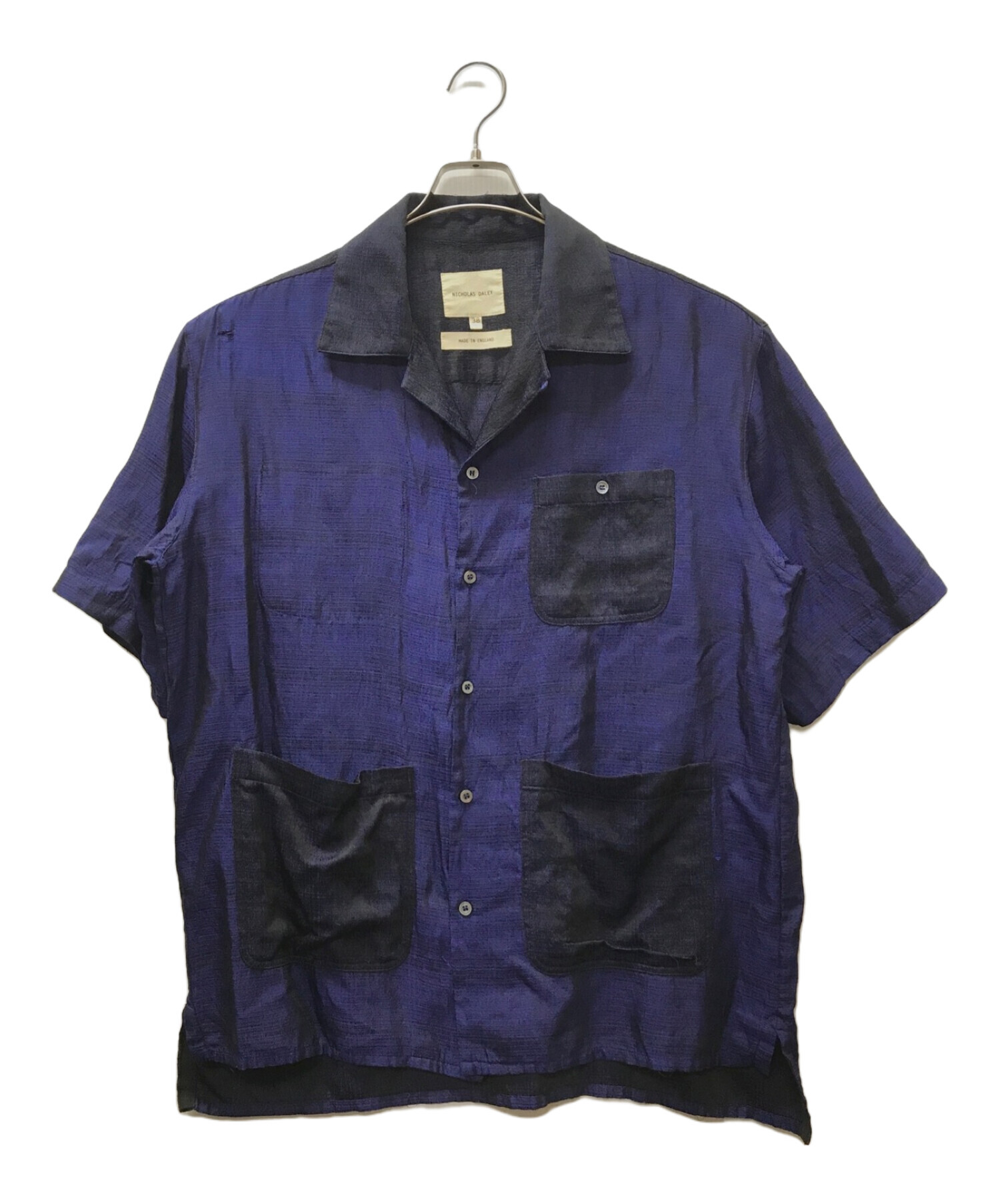 nicholas daley (ニコラス デイリー) オープンカラーシャツ ブラック×ブルー サイズ:SIZE 38