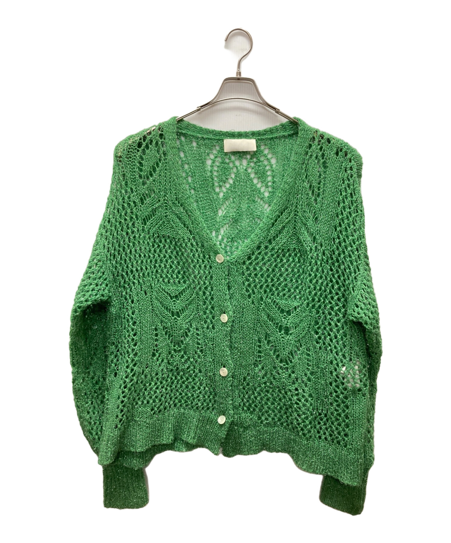 Mame Kurogouchi (マメクロゴウチ) Botanical Pattern Knitted Lame Cardigan グリーン サイズ:1