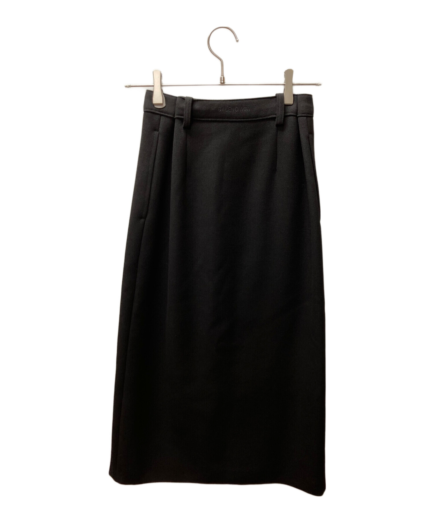 BALENCIAGA (バレンシアガ) ウール ボタン タイト スカート ブラック サイズ:34