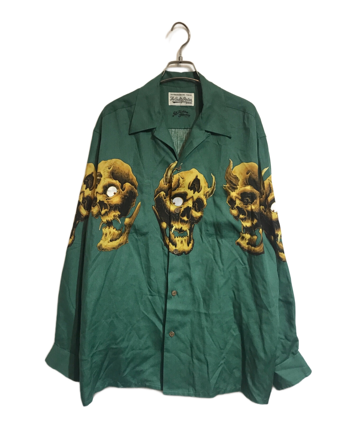 中古・古着通販】WACKO MARIA (ワコマリア) 56 tatto studio (タトゥースタジオ) L／S HAWAIIAN SHIRT  グリーン サイズ:L｜ブランド・古着通販 トレファク公式【TREFAC FASHION】スマホサイト