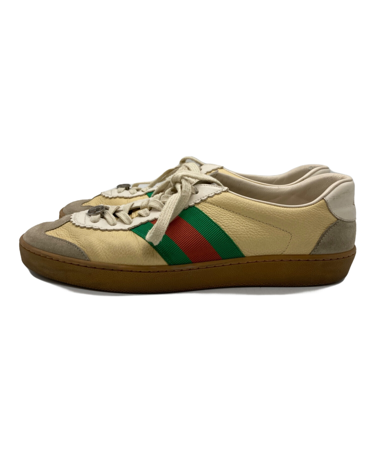 GUCCI (グッチ) ジャーマントレーナーローカットスニーカー ベージュ サイズ:8 1/2