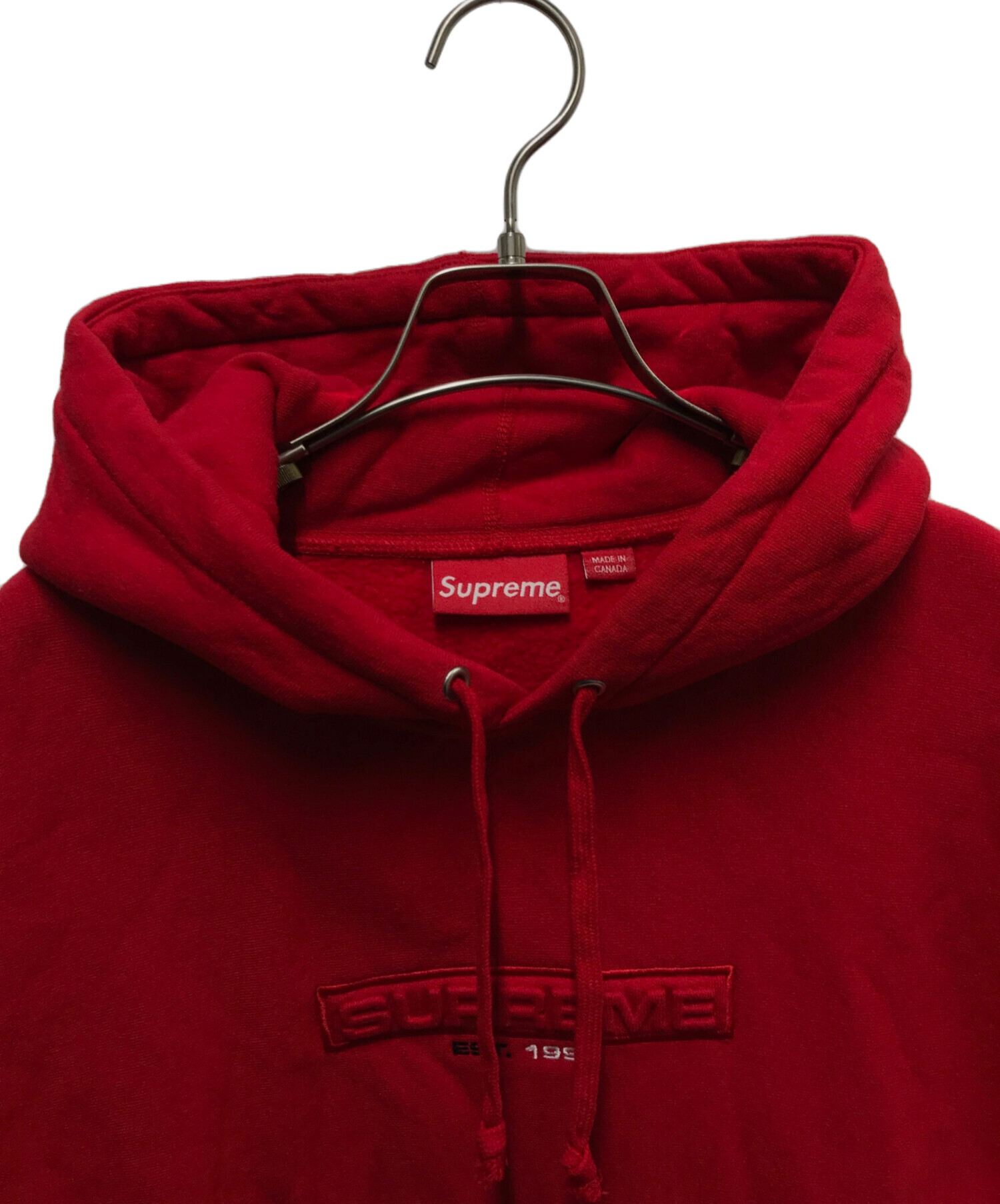 SUPREME (シュプリーム) Embossed Logo Hooded Sweatshirt レッド サイズ:M