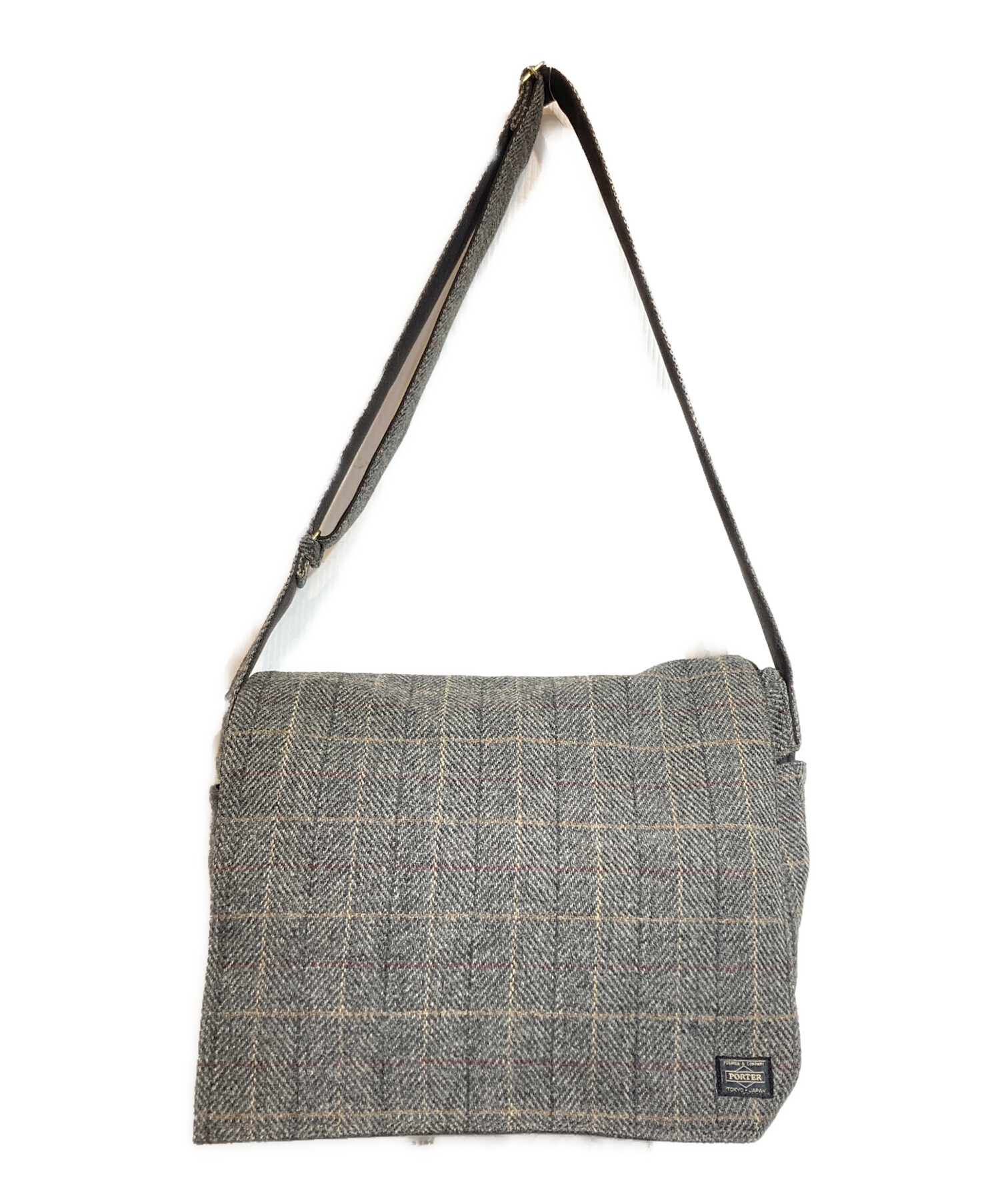 PORTER (ポーター) BEAMS (ビームス) Harris Tweed (ハリスツイード) 別注メッセンジャーバッグ グレー サイズ:下記参照