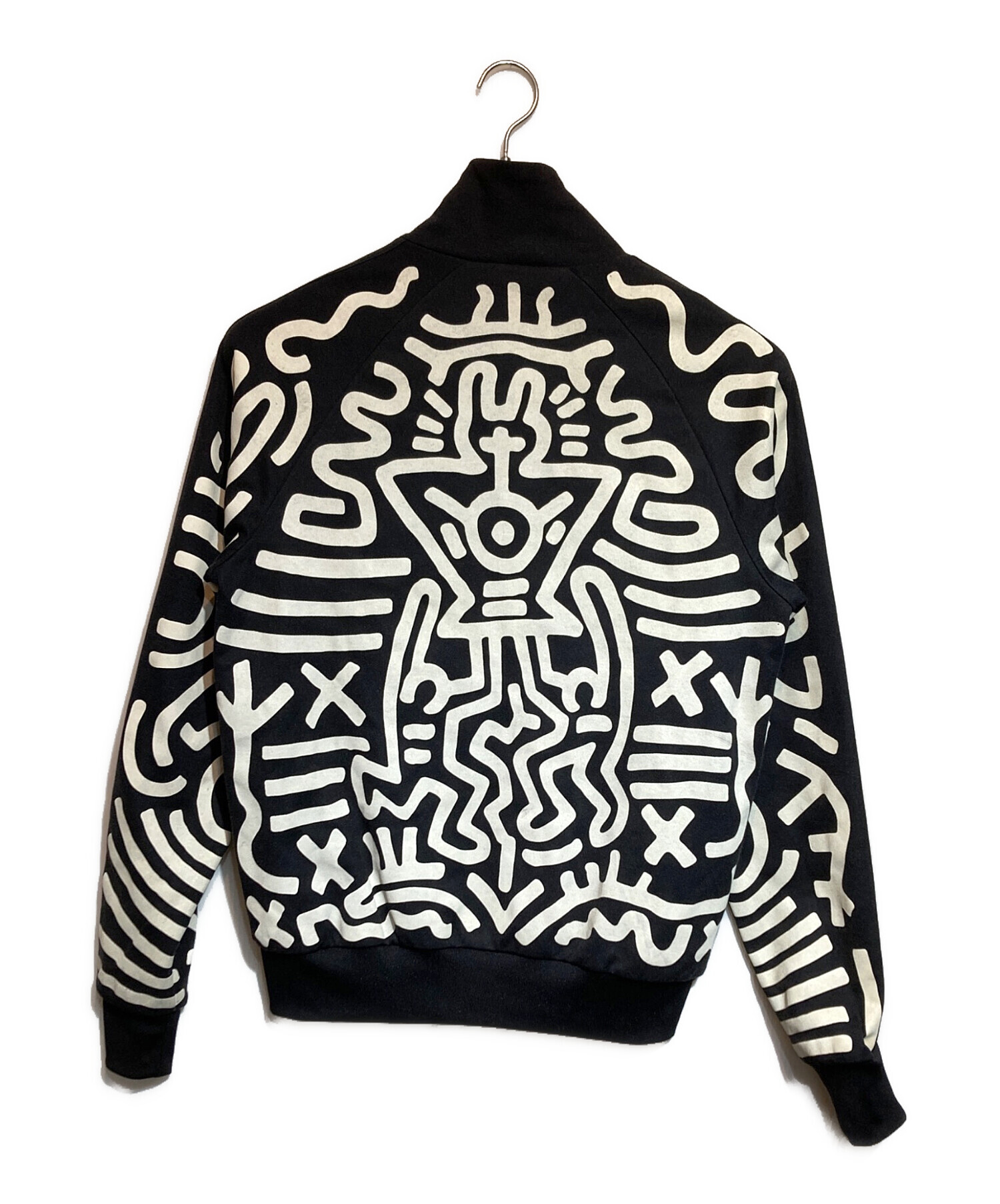 adidas (アディダス) Keith Haring (キースヘリング) JEREMY SCOTT (ジェレミースコット) 総柄トラックジャケット  ホワイト×ブラック サイズ:Ｌ