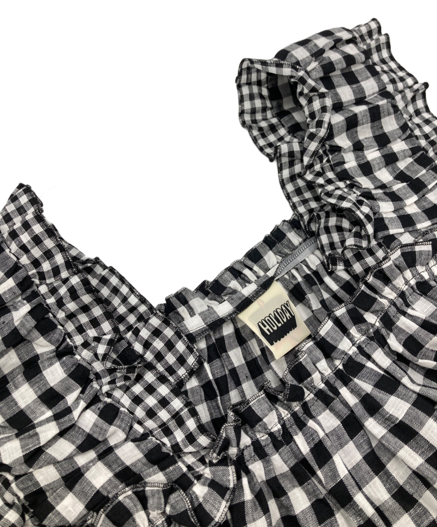 中古・古着通販】holiday (ホリデー) GINGHAM CHECK LINEN NIGHT DRESS ホワイト  サイズ:Free｜ブランド・古着通販 トレファク公式【TREFAC FASHION】スマホサイト