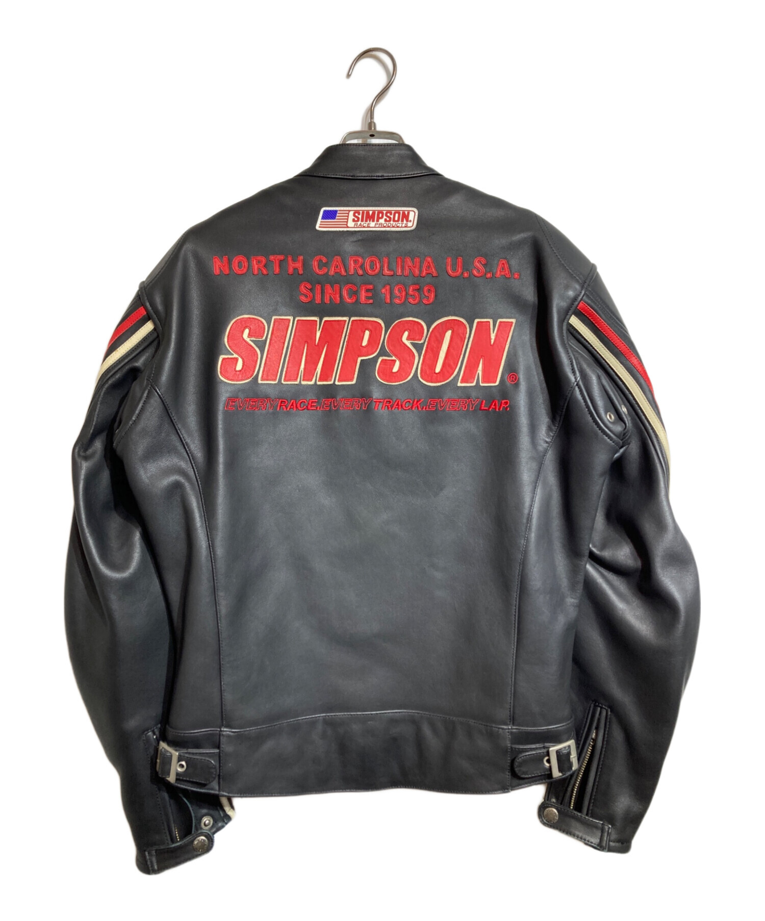 中古・古着通販】SIMPSON (シンプソン) レザーシングルライダースジャケット ブラック サイズ:M｜ブランド・古着通販  トレファク公式【TREFAC FASHION】スマホサイト