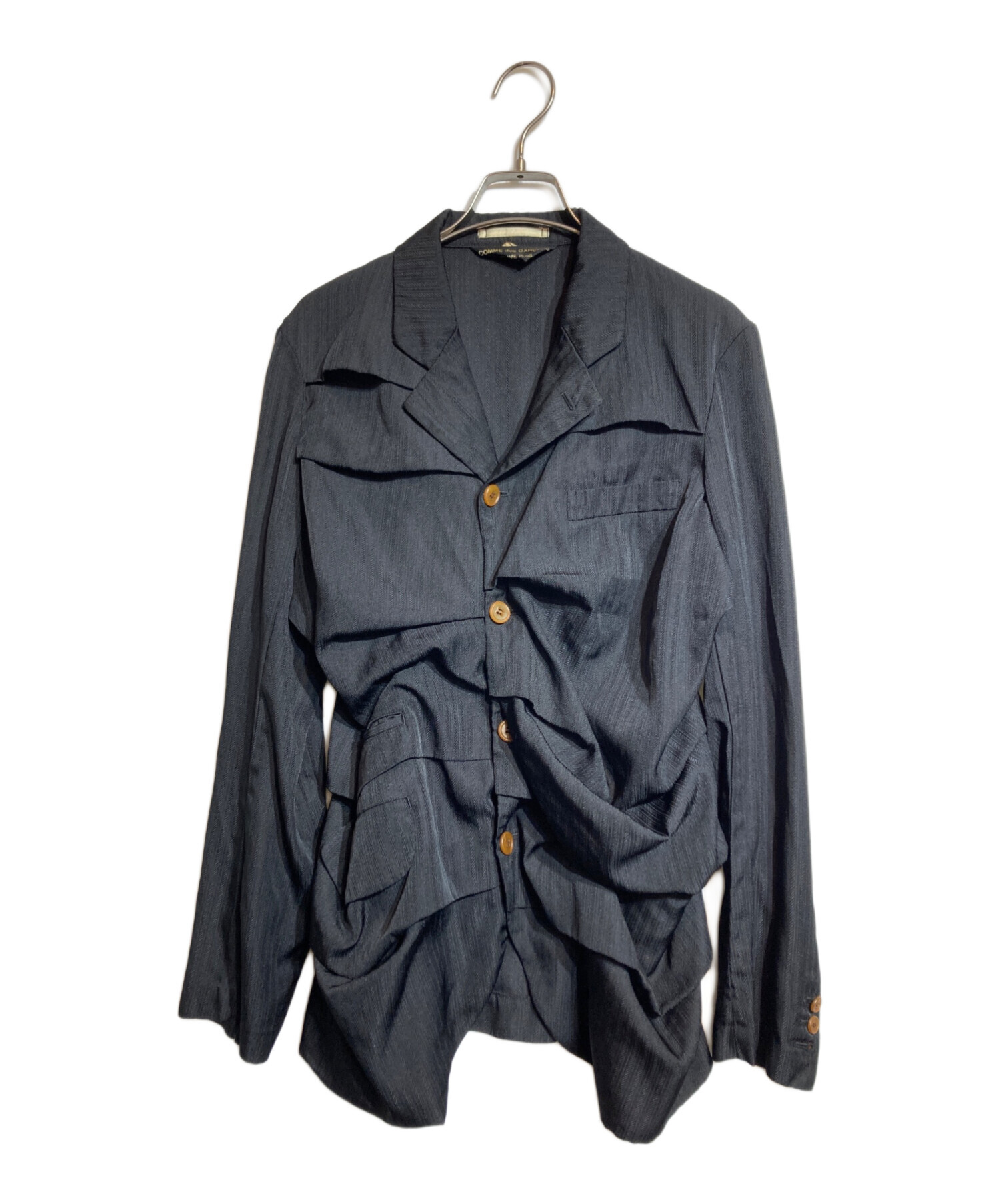 中古・古着通販】COMME des GARCONS HOMME PLUS (コムデギャルソンオムプリュス) 横タックエステルジャケット ブラック  サイズ:xs｜ブランド・古着通販 トレファク公式【TREFAC FASHION】スマホサイト