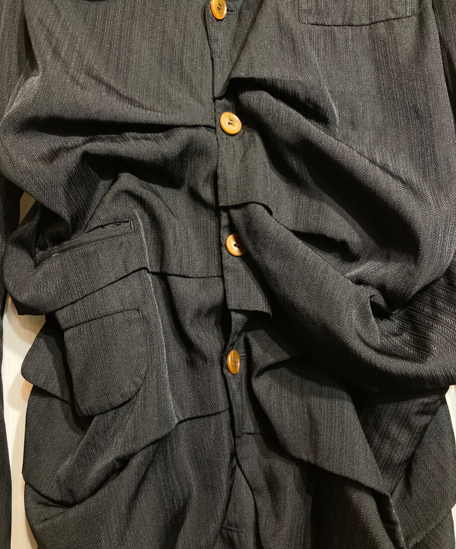 中古・古着通販】COMME des GARCONS HOMME PLUS (コムデギャルソンオムプリュス) 横タックエステルジャケット ブラック  サイズ:xs｜ブランド・古着通販 トレファク公式【TREFAC FASHION】スマホサイト