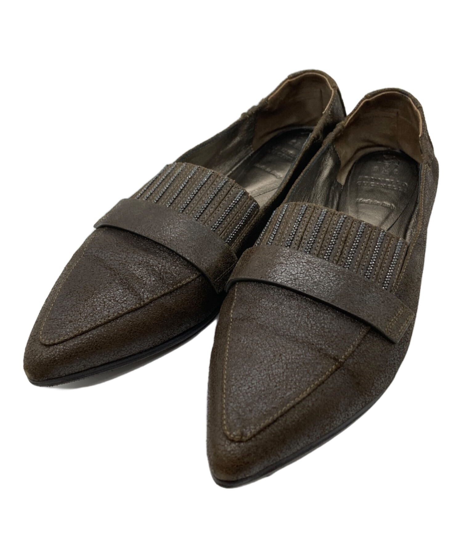 中古・古着通販】BRUNELLO CUCINELLI (ブルネロクチネリ) ラメ加工ローファー ブラウン サイズ:36｜ブランド・古着通販  トレファク公式【TREFAC FASHION】スマホサイト