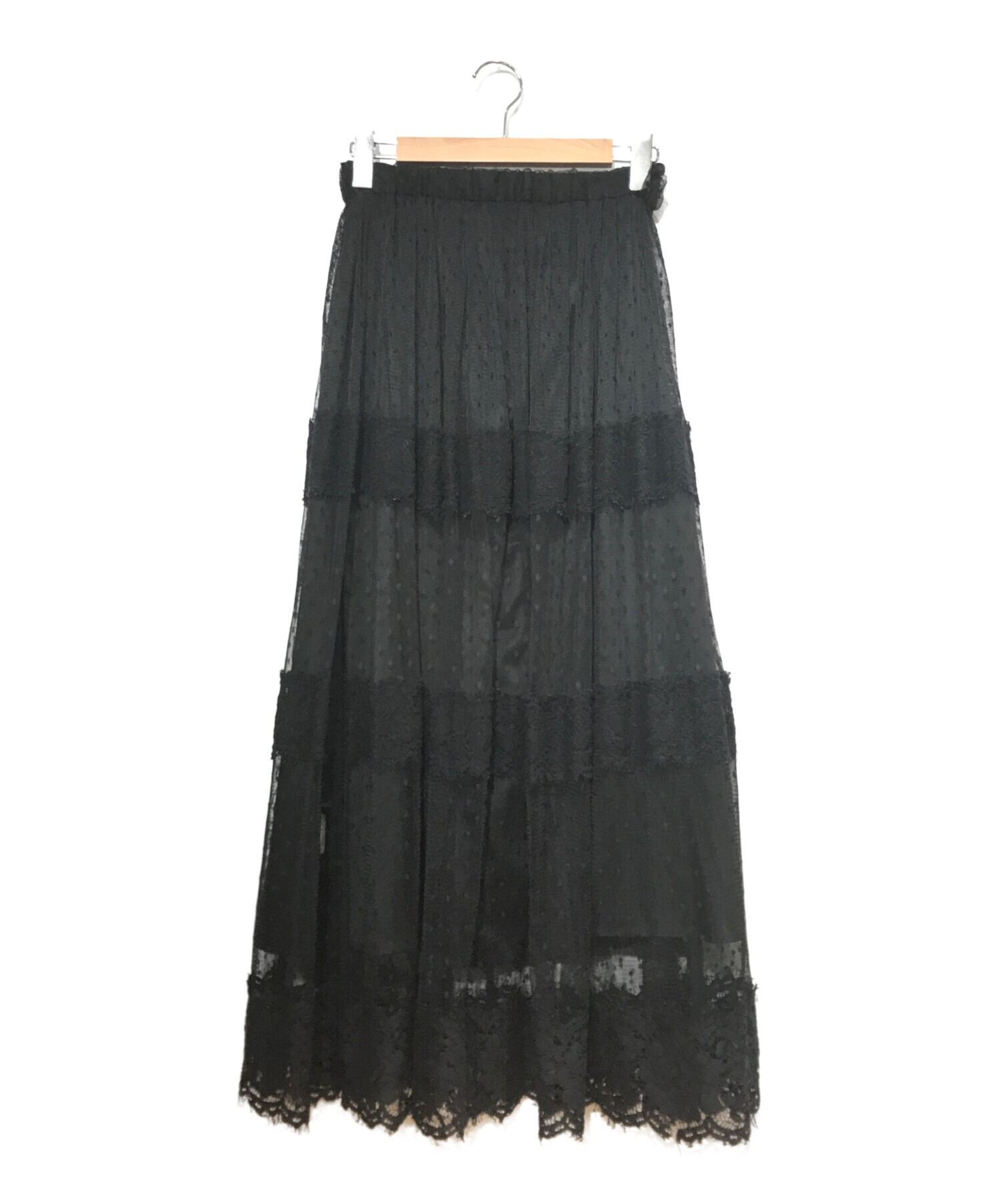 Lois CRAYON (ロイスクレヨン) ロングレーススカート ブラック サイズ:M