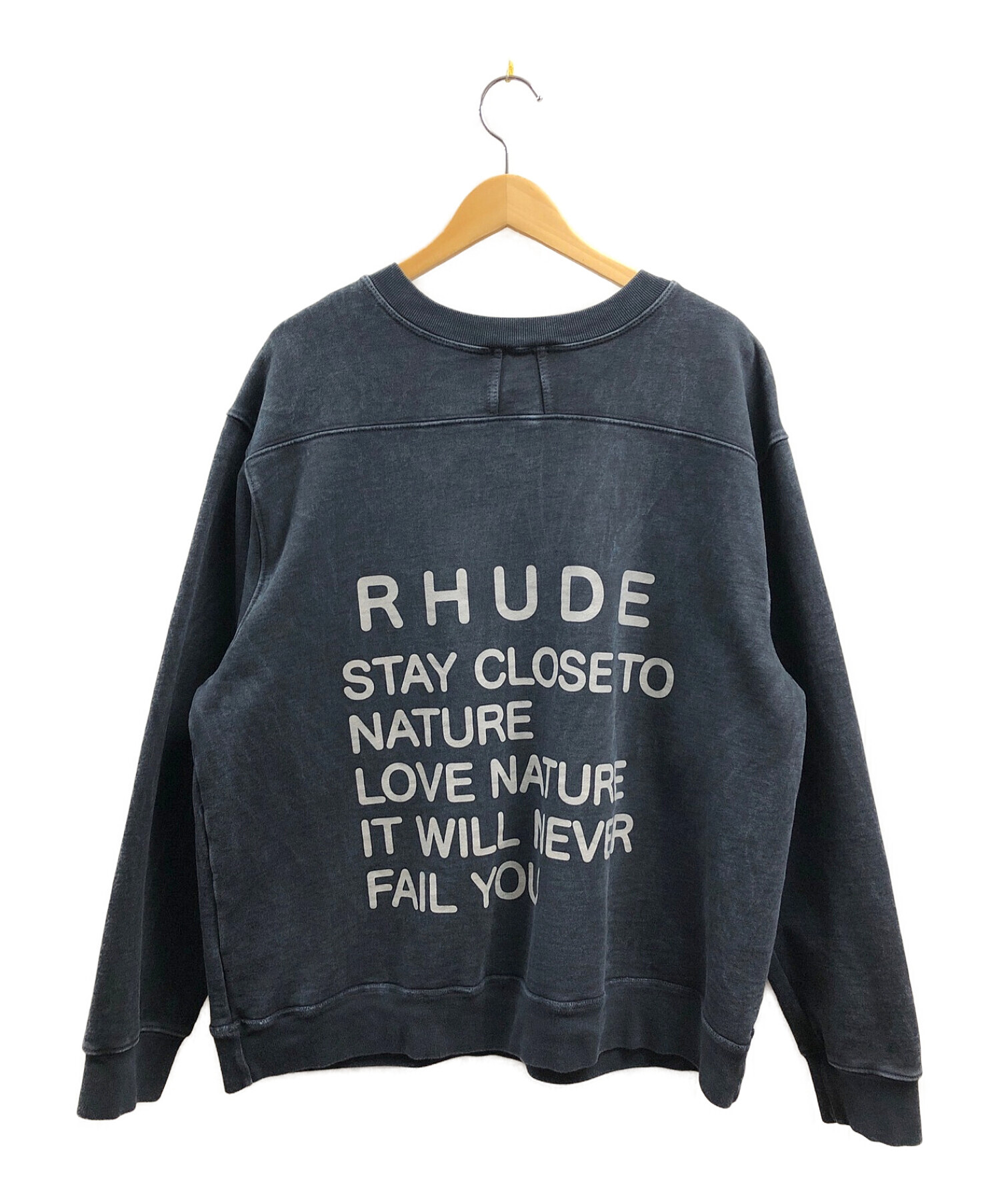 RHUDE (ルード) プリントスウェット ネイビー サイズ:M