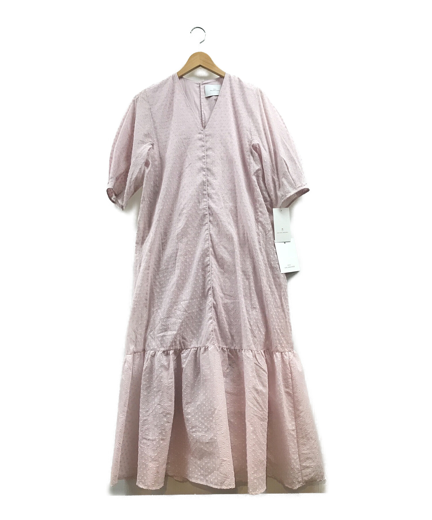mala KALANCHOE (カランコエ) Sheer Jaqcuard V Neck Dress ピンク サイズ:Free 未使用品