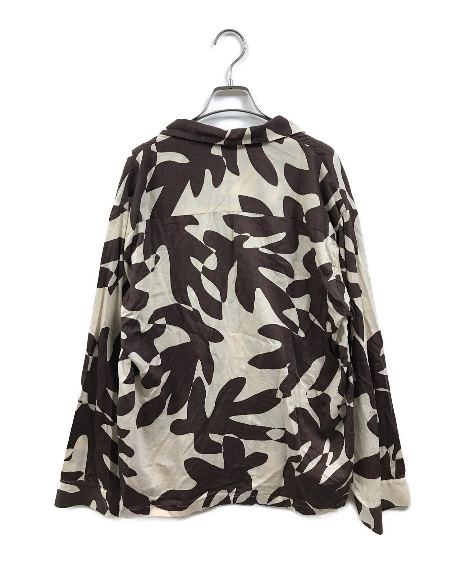 6(ROKU) BEAUTY&YOUTH (ロク ビューティーアンドユース) LEAF PRINT SHIRT ブラウン サイズ:36