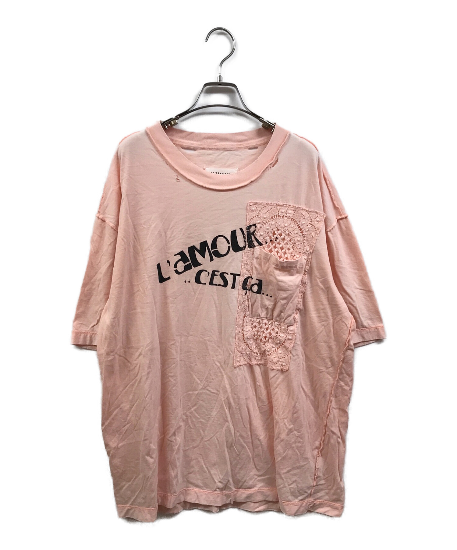 Maison Margiela (メゾンマルジェラ) インサイドアウトTシャツ ピンク サイズ:46