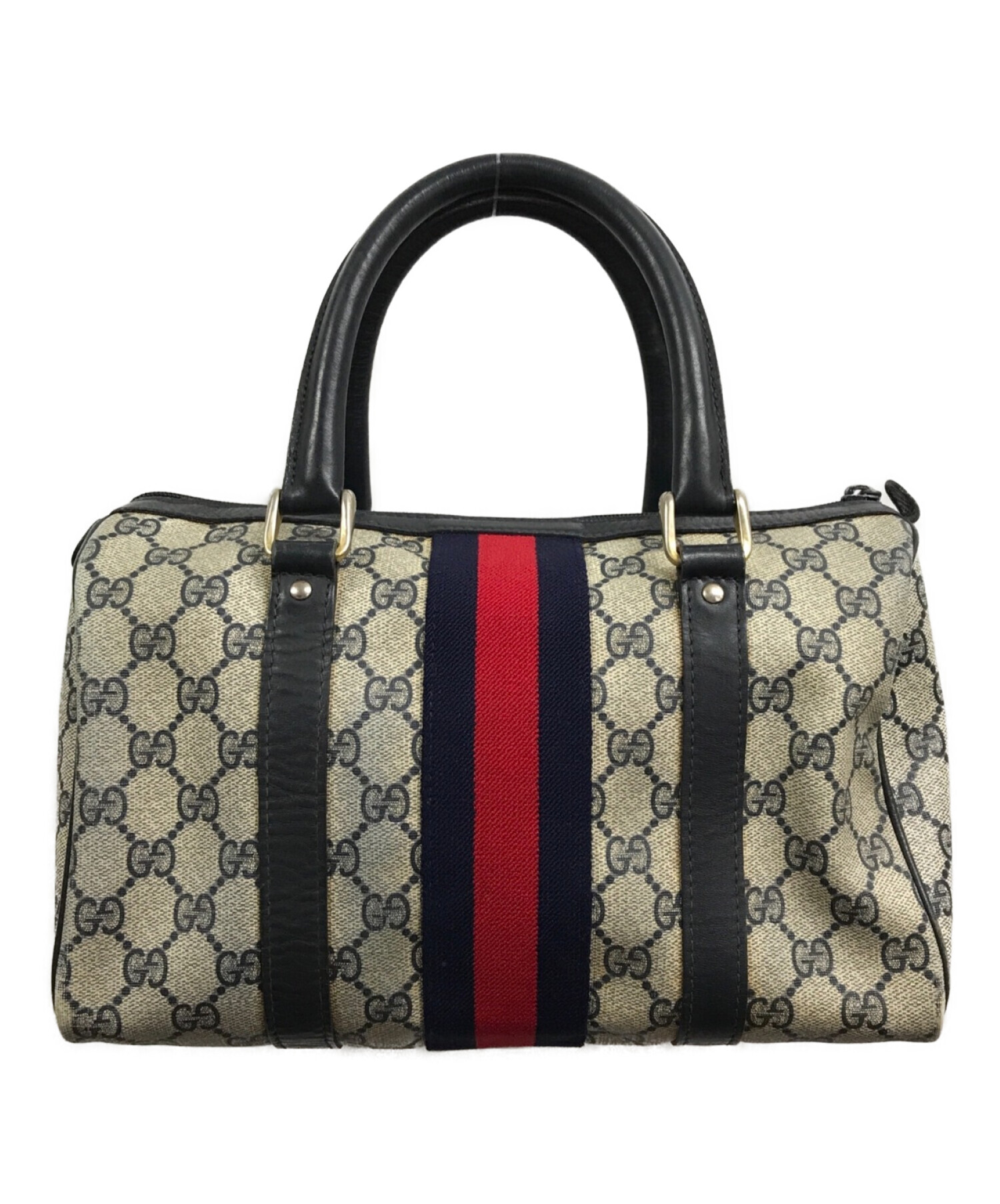 中古・古着通販】GUCCI (グッチ) GG柄ミニボストンバッグ ネイビー