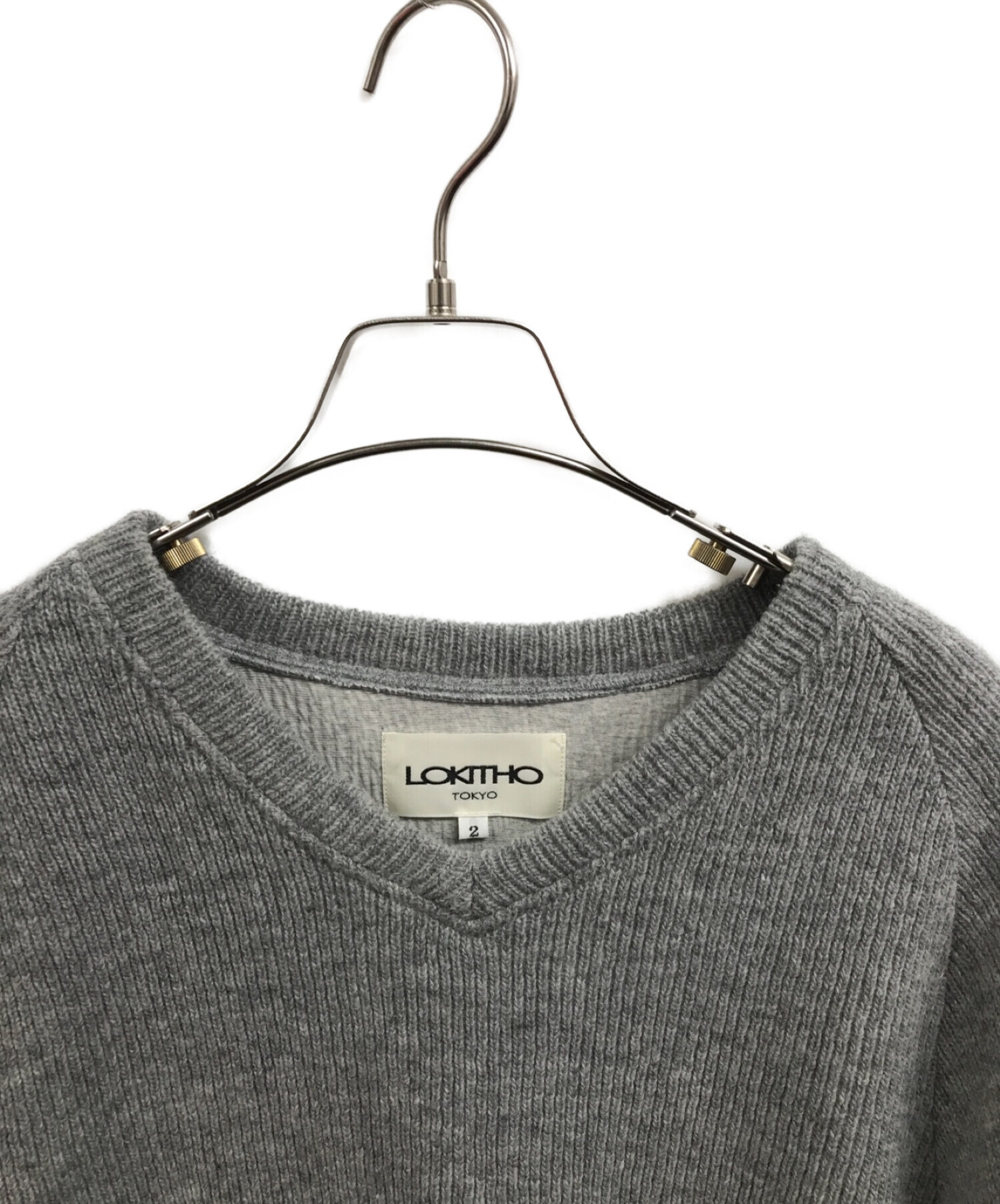 中古・古着通販】LOKITHO (ロキト) CORD EMBROIDERY KNIT グレー