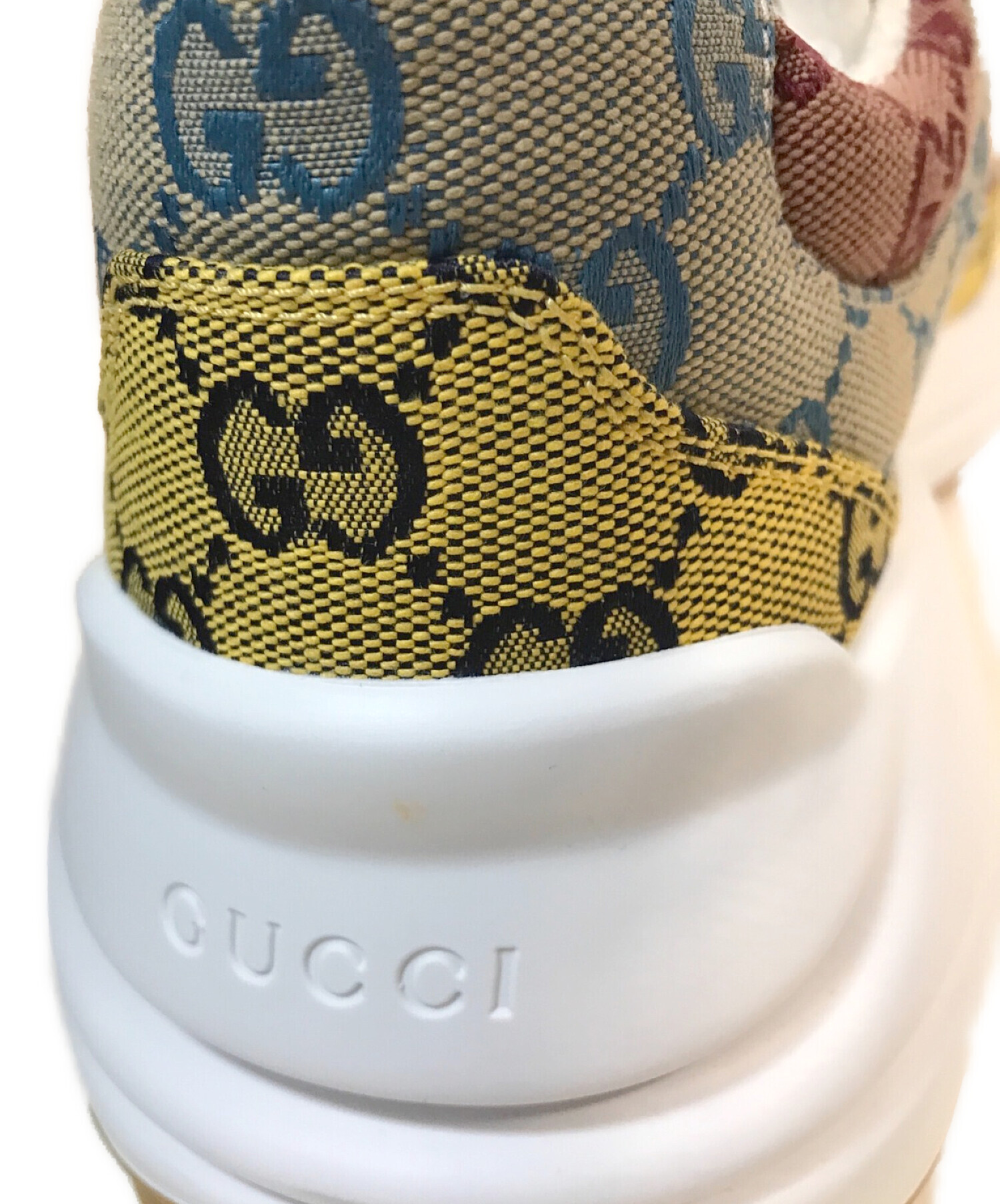 GUCCI (グッチ) ライトンマルチカラーGGスニーカー ベージュ サイズ:8 1/2