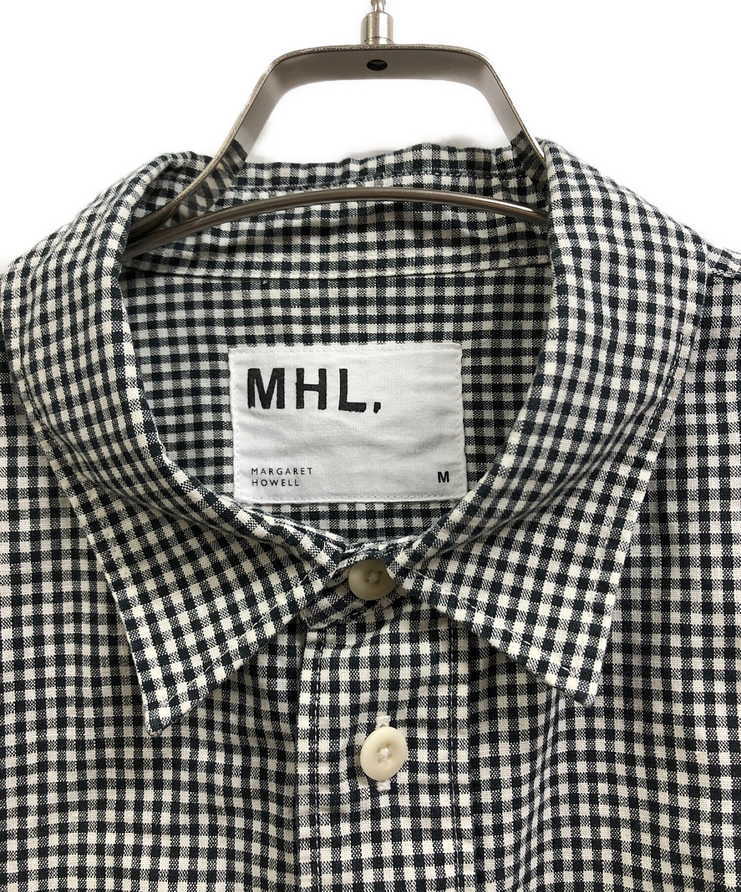 MARGARET HOWELL (マーガレットハウエル) COTTON LINEN GINGHAM SHIRTS ブラック サイズ:M