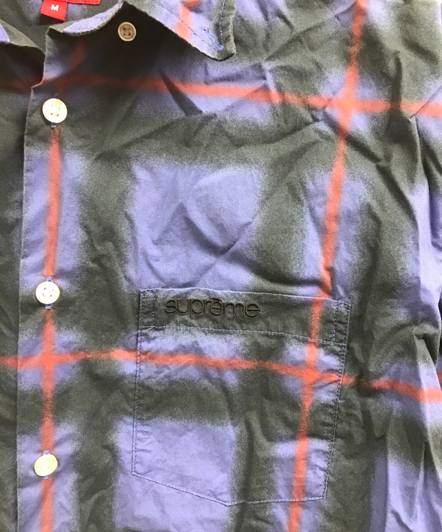 SUPREME (シュプリーム) 21SS Spray Tartan Shirt ブルー サイズ:M