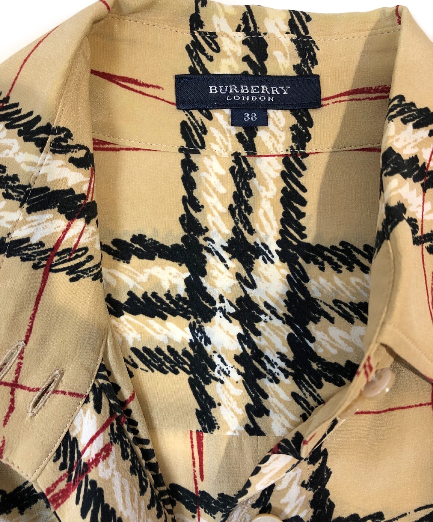 BURBERRY LONDON (バーバリー ロンドン) ノバチェックシルクシャツ ベージュ サイズ:38