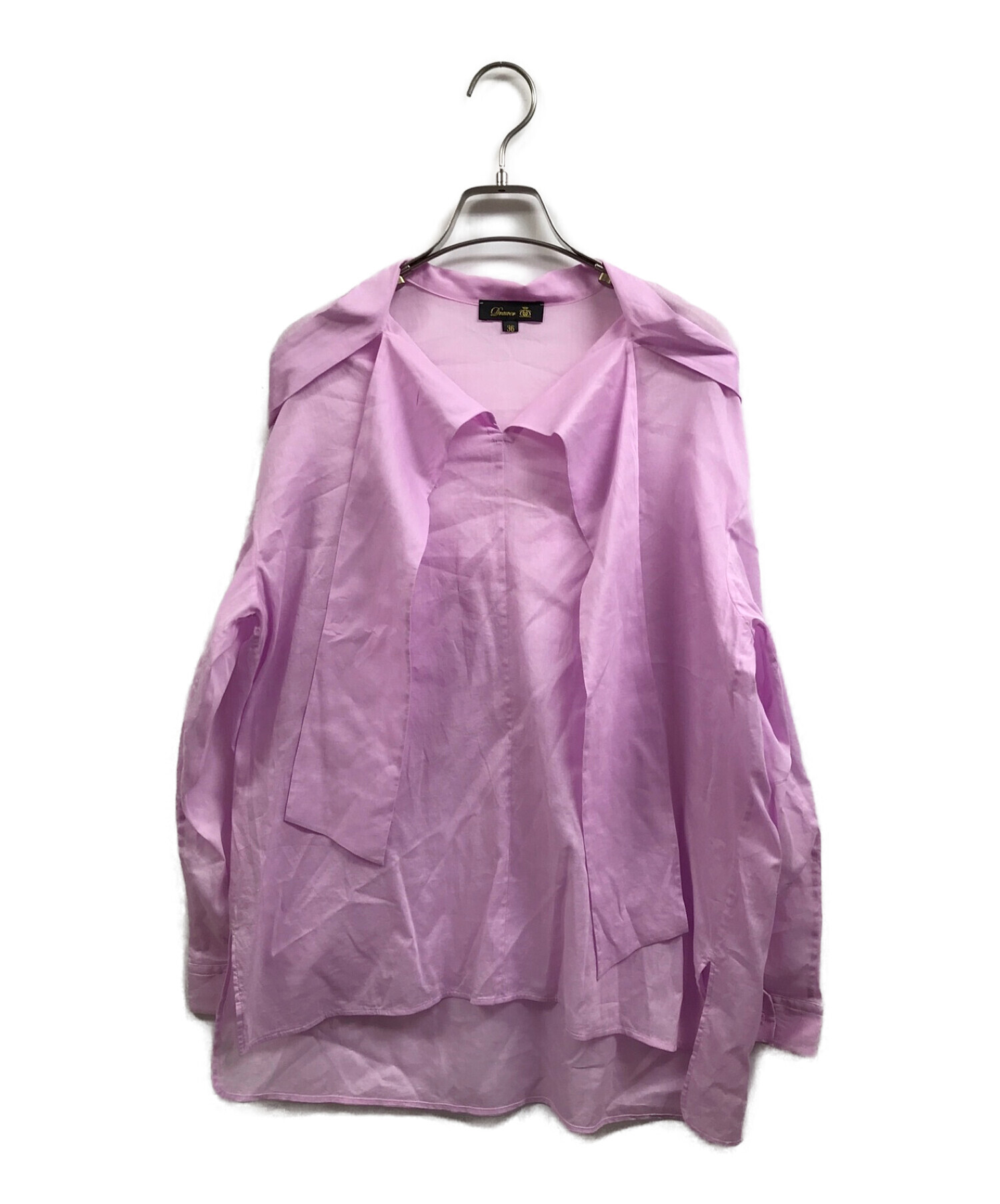 DRAWER (ドゥロワー) コットンオーガンリボンシャツ ピンク サイズ:36