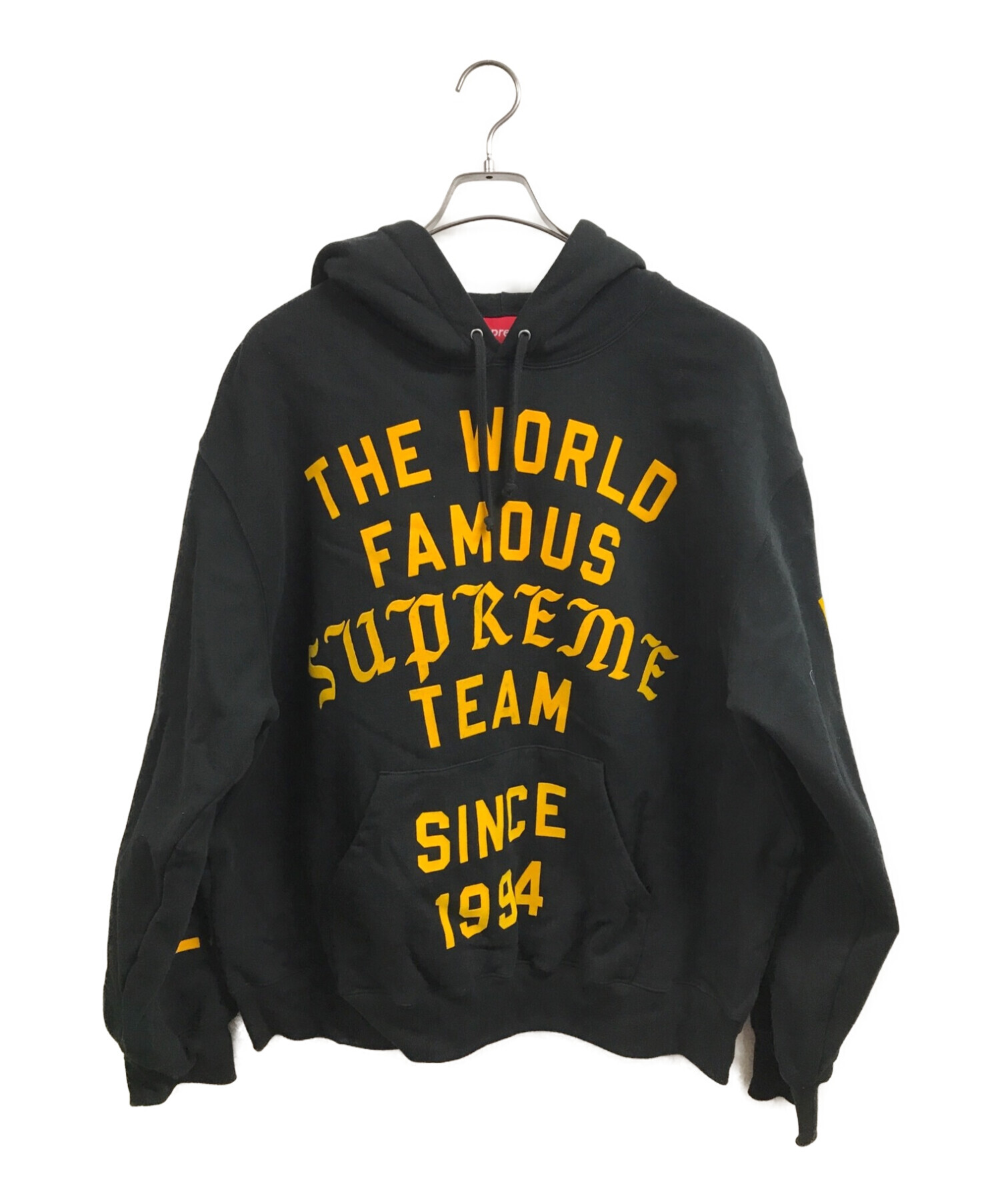 SUPREME (シュプリーム) Team Flocked Hooded Sweatshirt ブラック サイズ:L