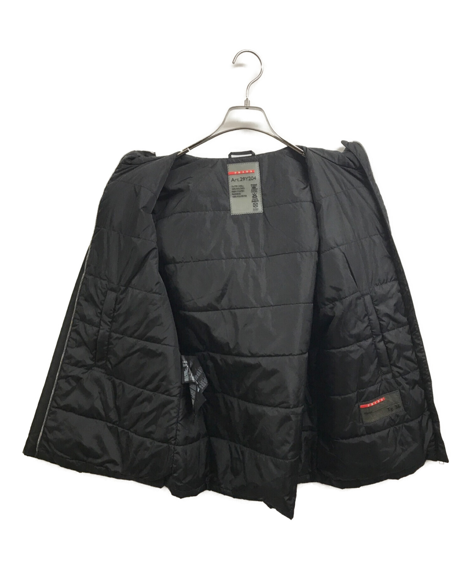 PRADA SPORTS (プラダスポーツ) 中綿フーデッドジャケット ブラック サイズ:36