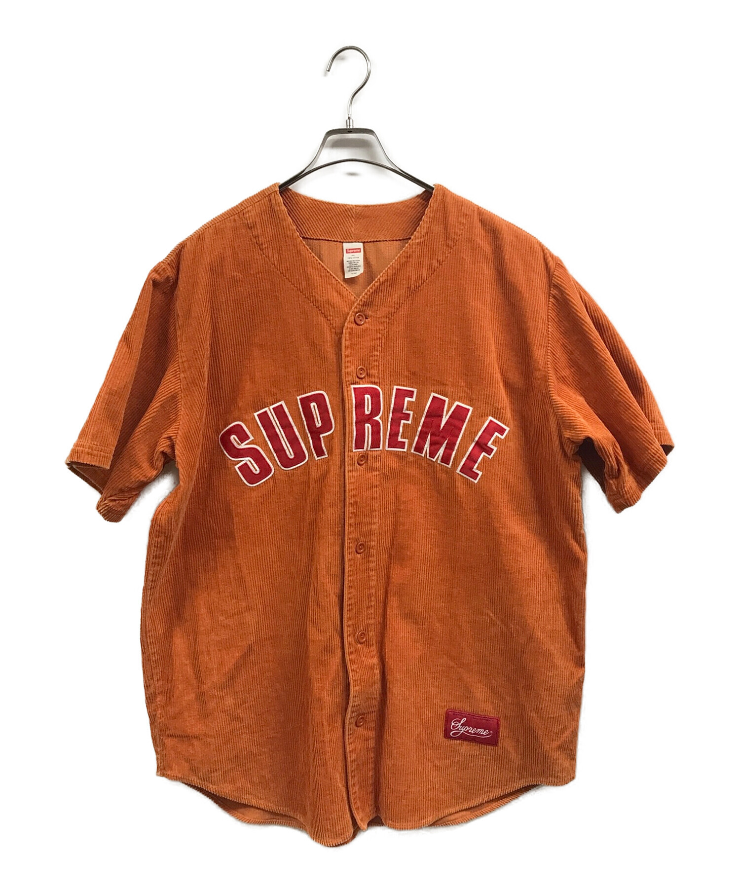 SUPREME (シュプリーム) 18S/S アーチロゴコーデュロイベースボールシャツ オレンジ サイズ:XL