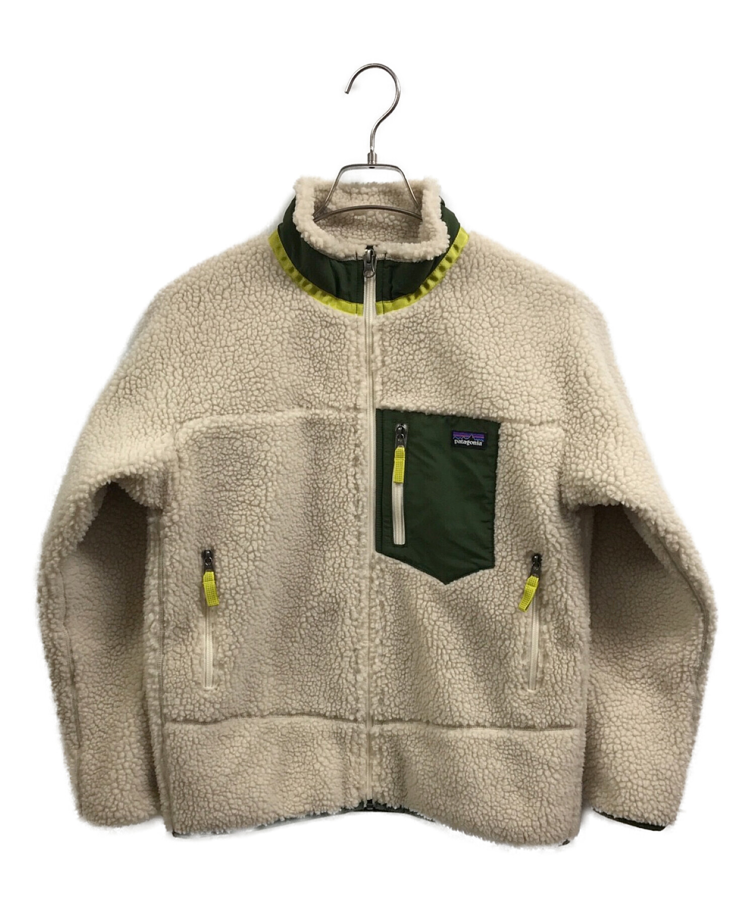 Patagonia (パタゴニア) キッズレトロXジャケット アイボリー×グリーン サイズ:XL（14）